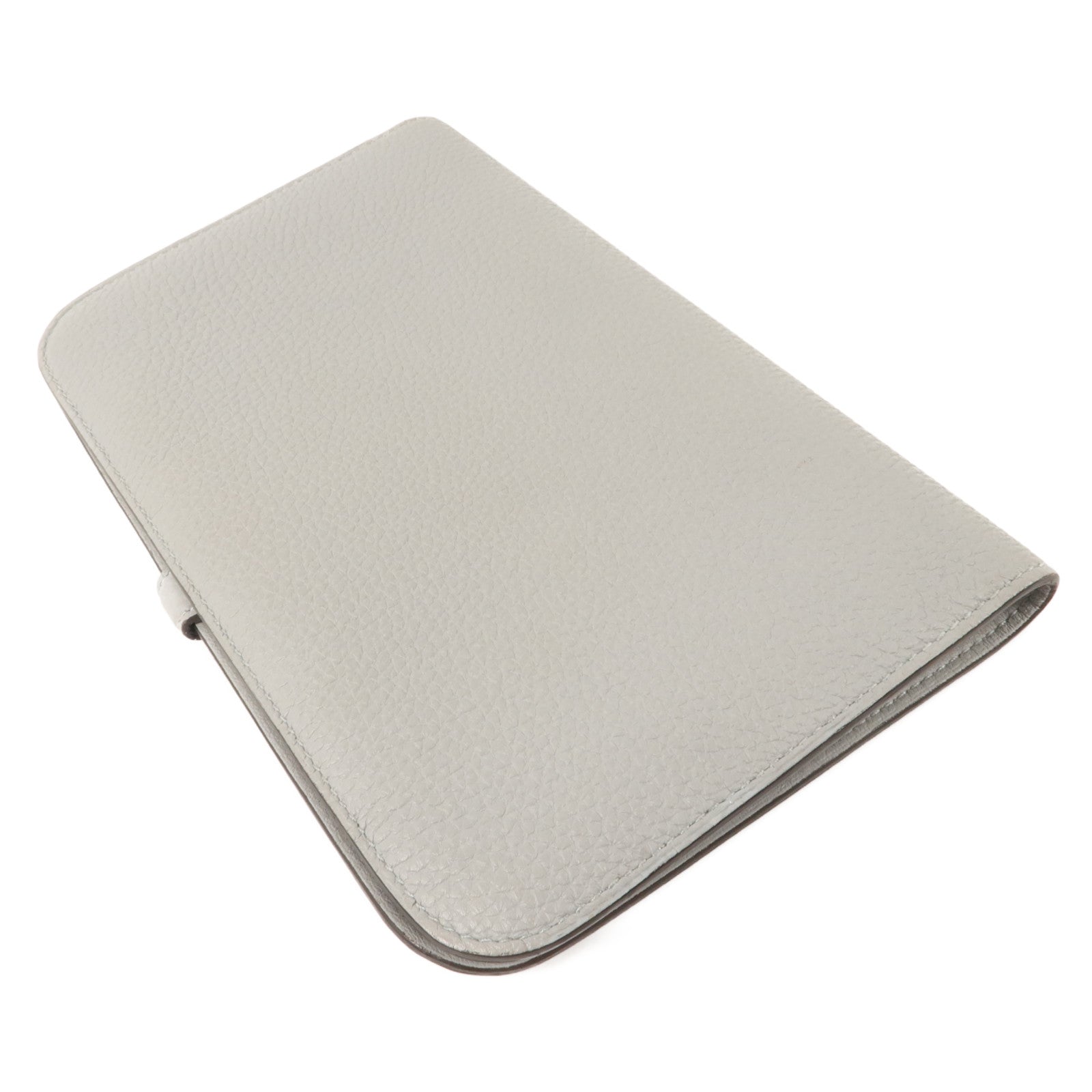 HERMES Clemence皮革Dogon GM長錢包Gris Mouette