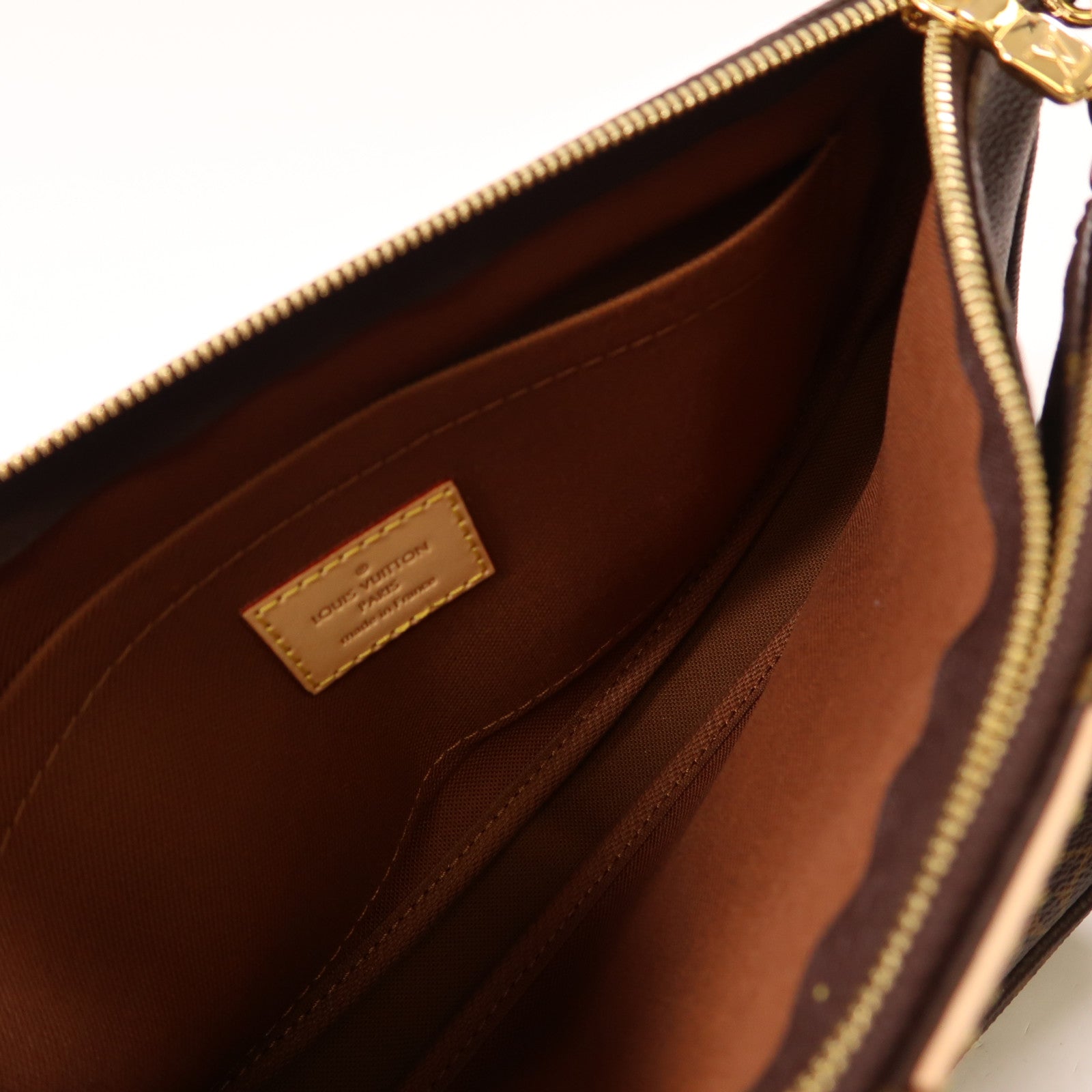 LOUIS VUITTON Monogram Multi Pochette Accessoires金扣肩背袋棕色
