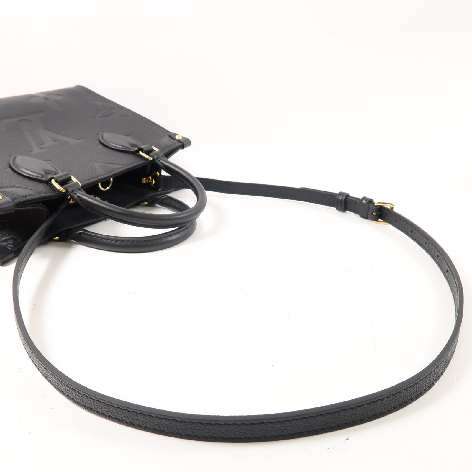 LOUIS VUITTON Monogram Empreinte On The Go PM金扣手挽肩背兩用袋黑色