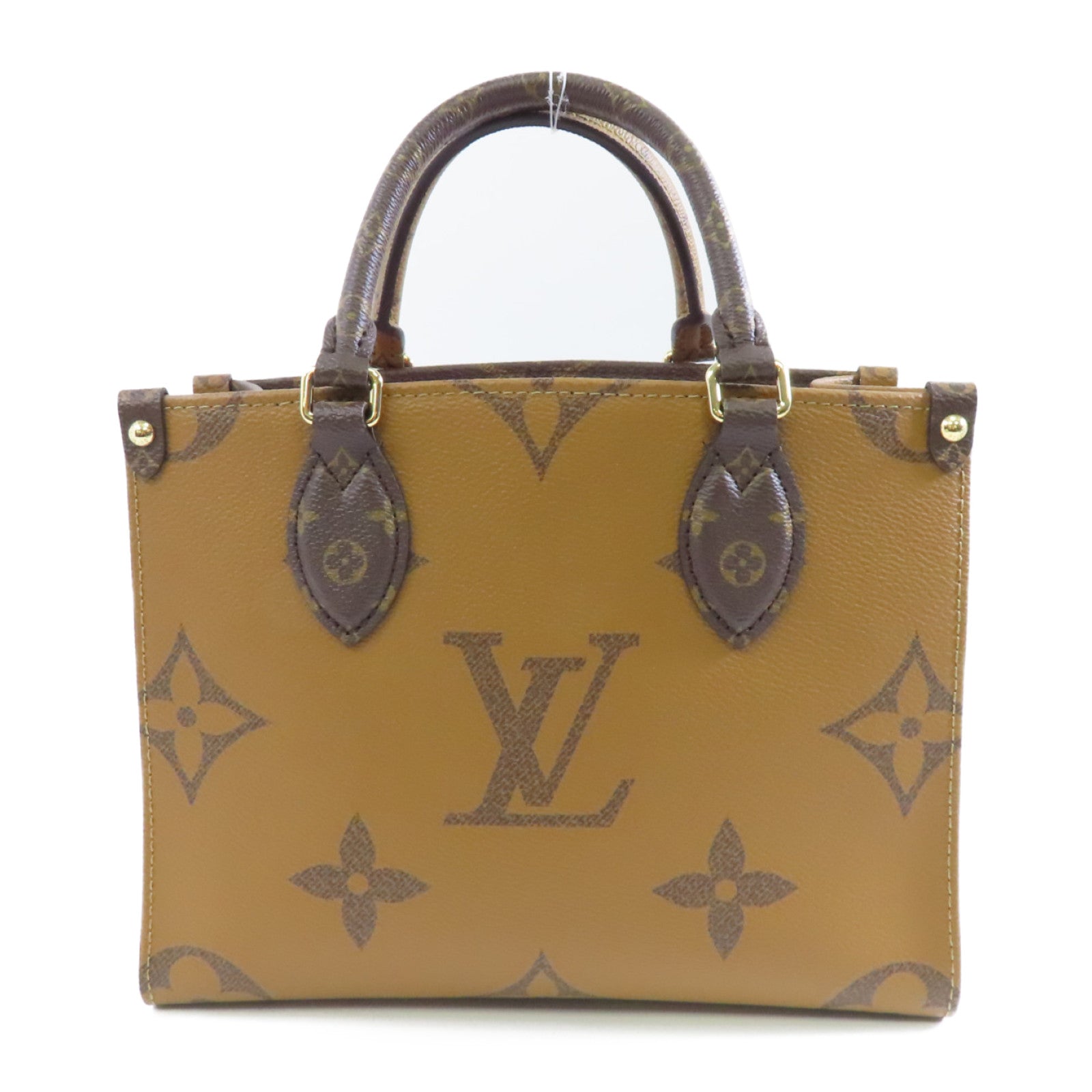 LOUIS VUITTON Monogram Giant Reverse OnTheGo PM金扣手挽肩背兩用袋啡色