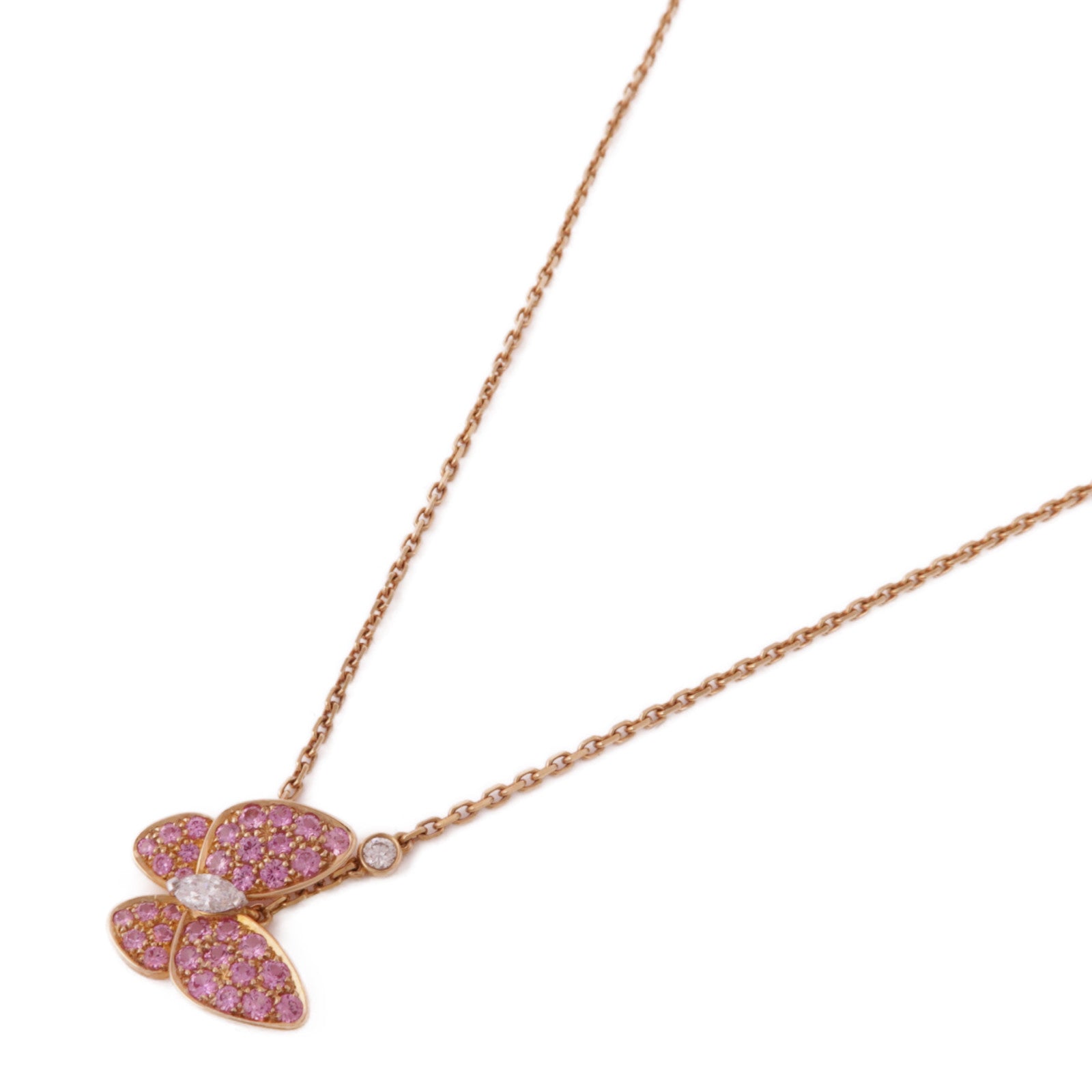 Van Cleef & Arpels 【激減優惠】18K玫瑰金Two Butterfly Pendant紅寶石/鑽石項鍊
