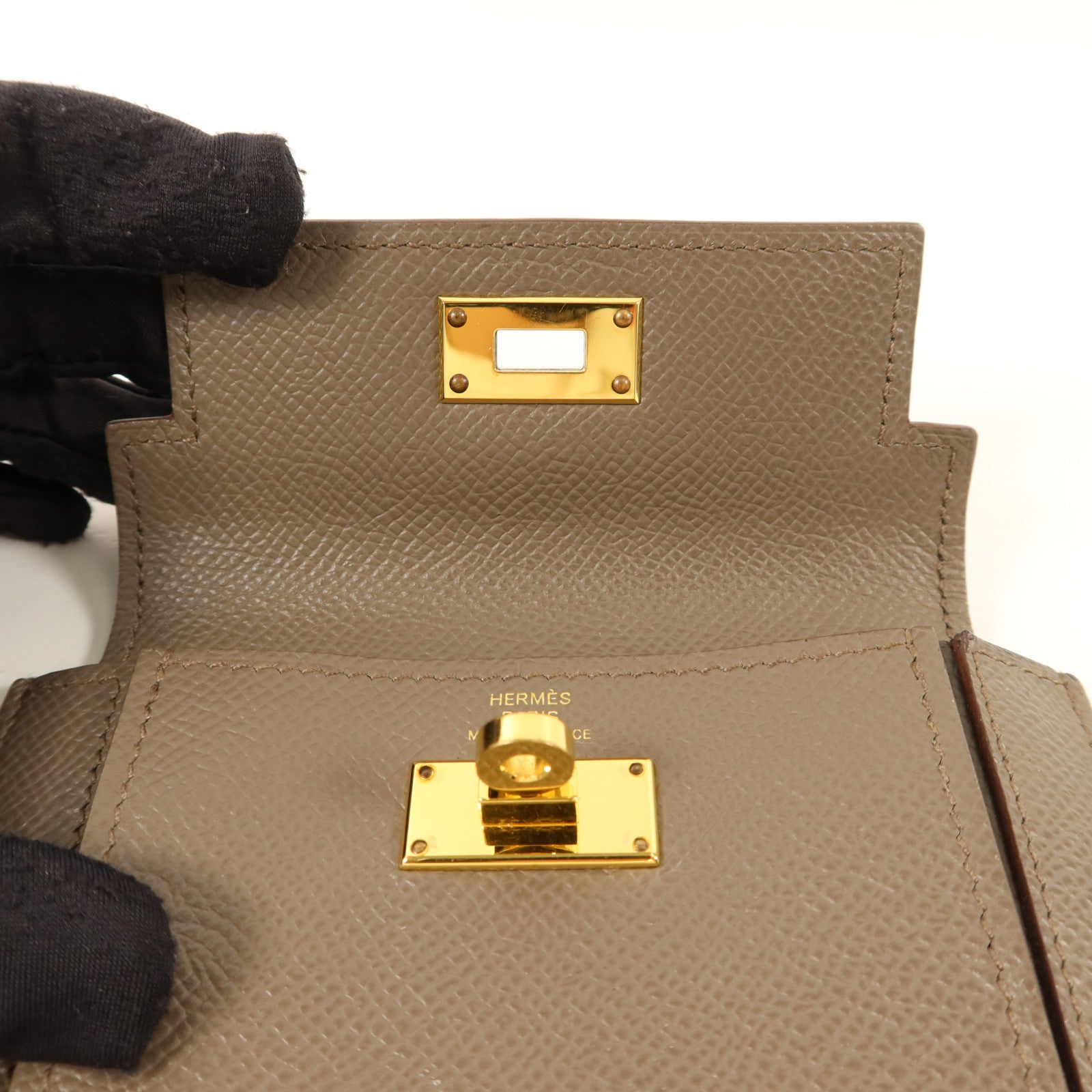 HERMES Epsom皮革Kelly Pocket錢包Etain