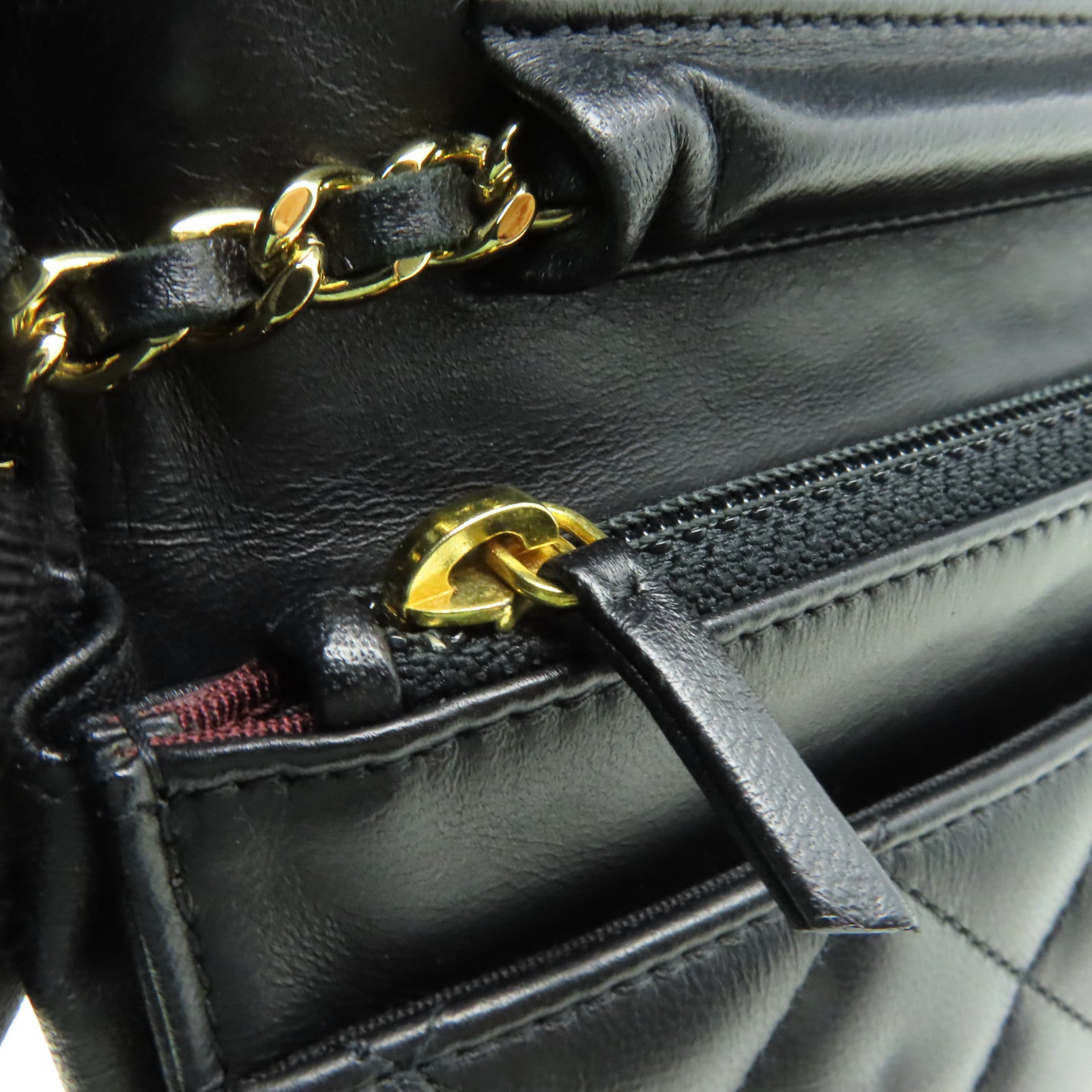 CHANEL 菱格羊皮皮革WOC Shoulder Bag金扣鏈帶肩背袋黒色