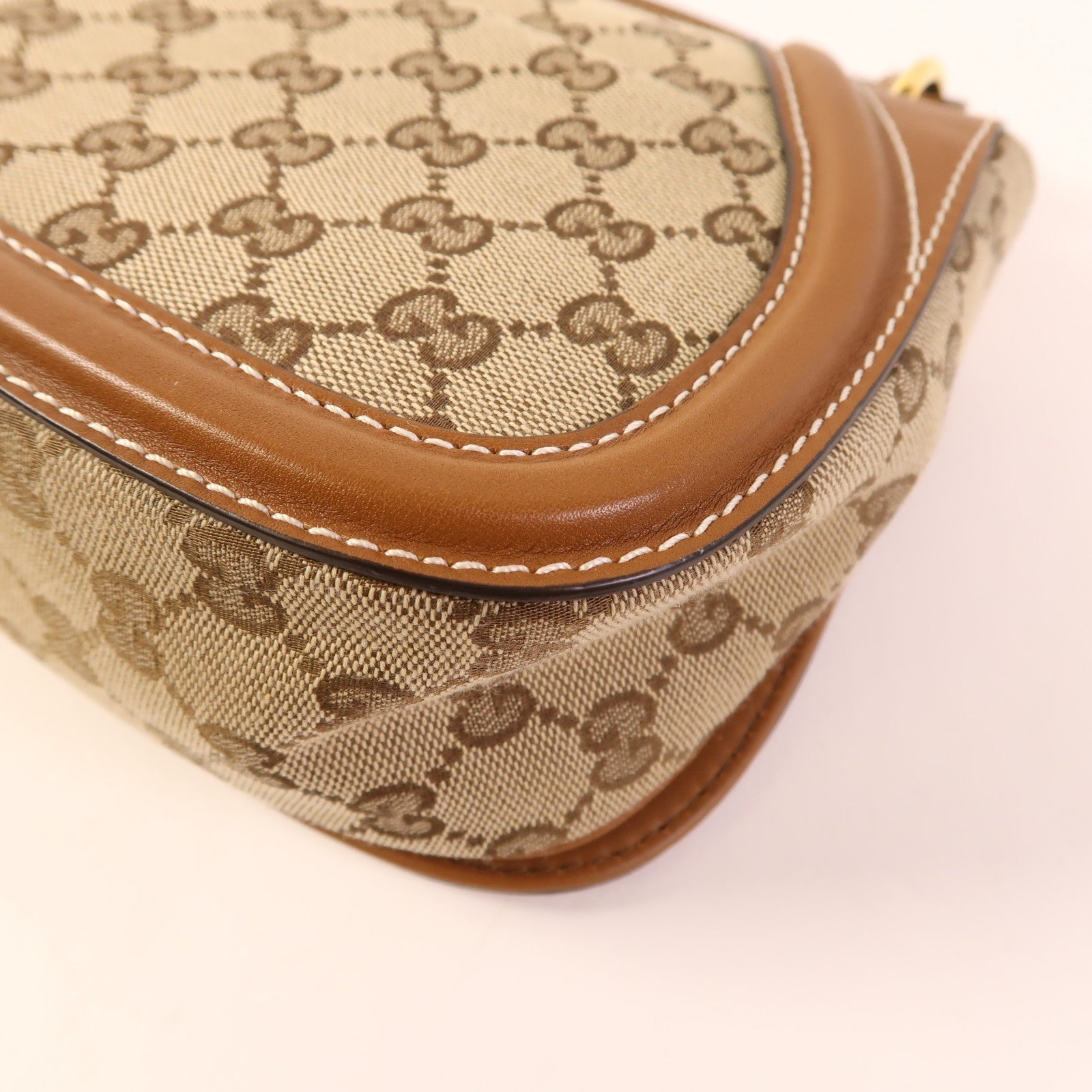 GUCCI GG GHW Blondie Medium 2way Shoulder Bag Canvas Brown