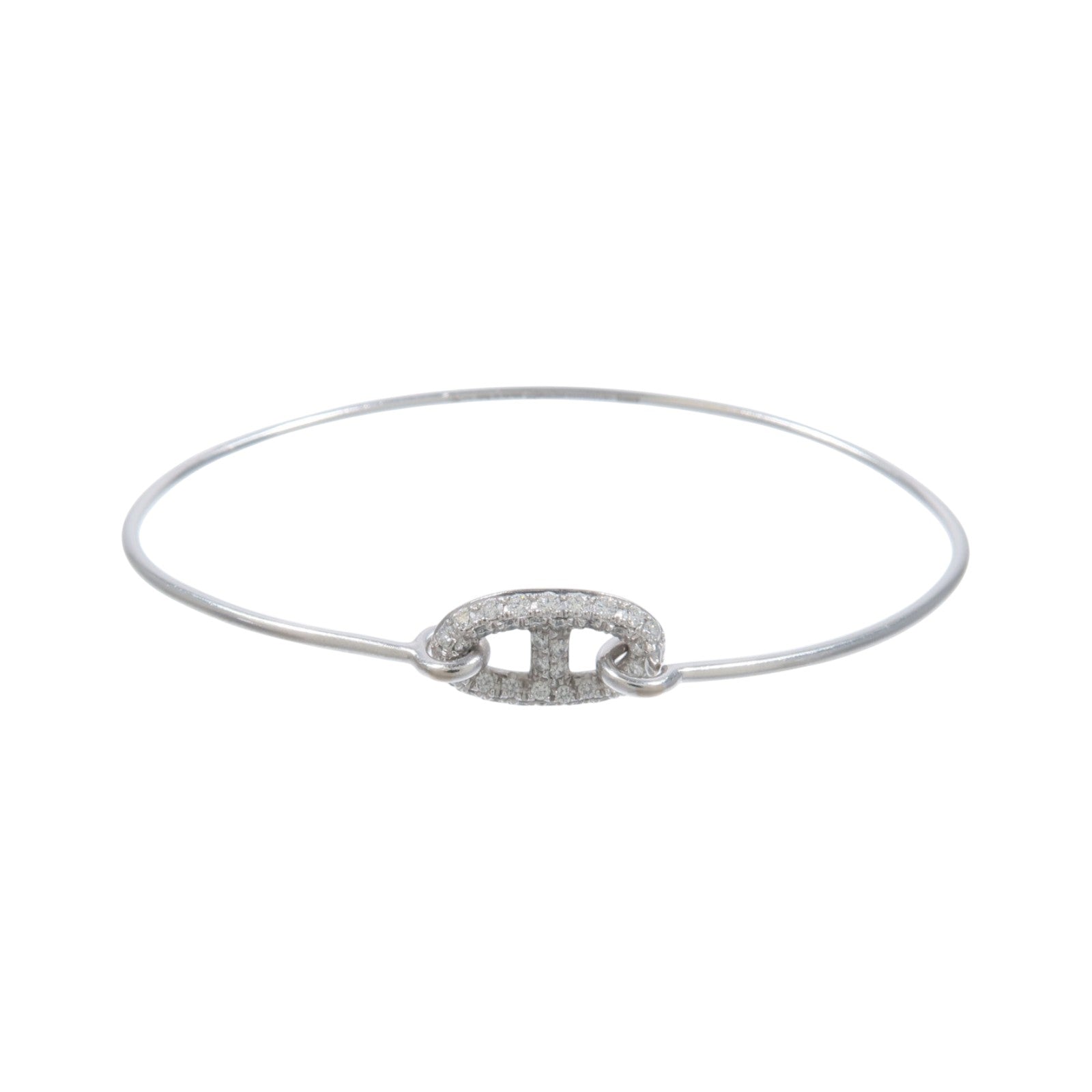 HERMES 18K白金Ronde Chaine d'Ancre Bracelet銀扣鑽石手鐲