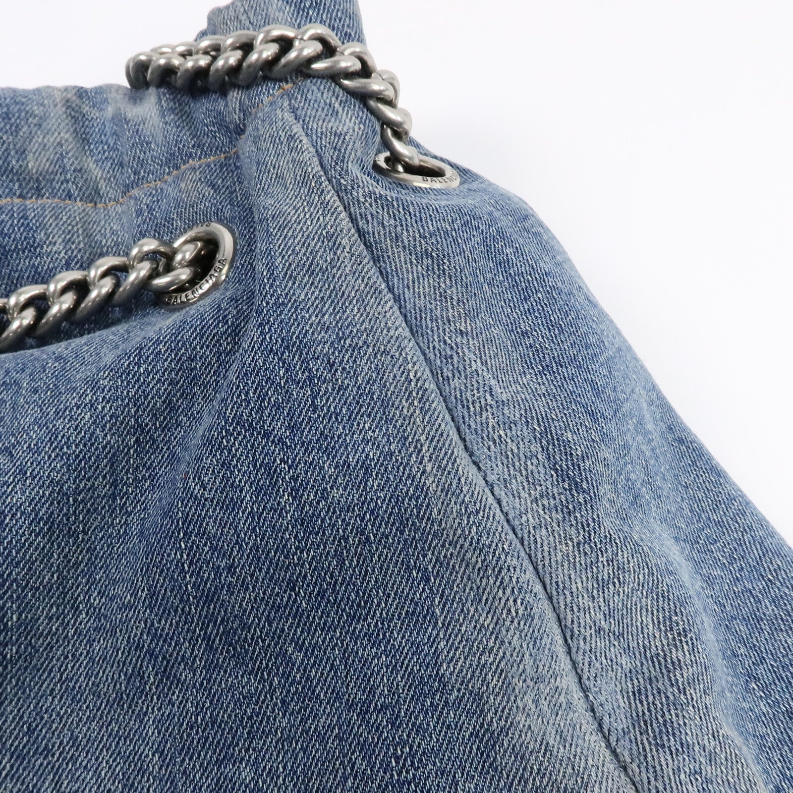BALENCIAGA 牛仔布Crush M Tote鏈帶肩背袋