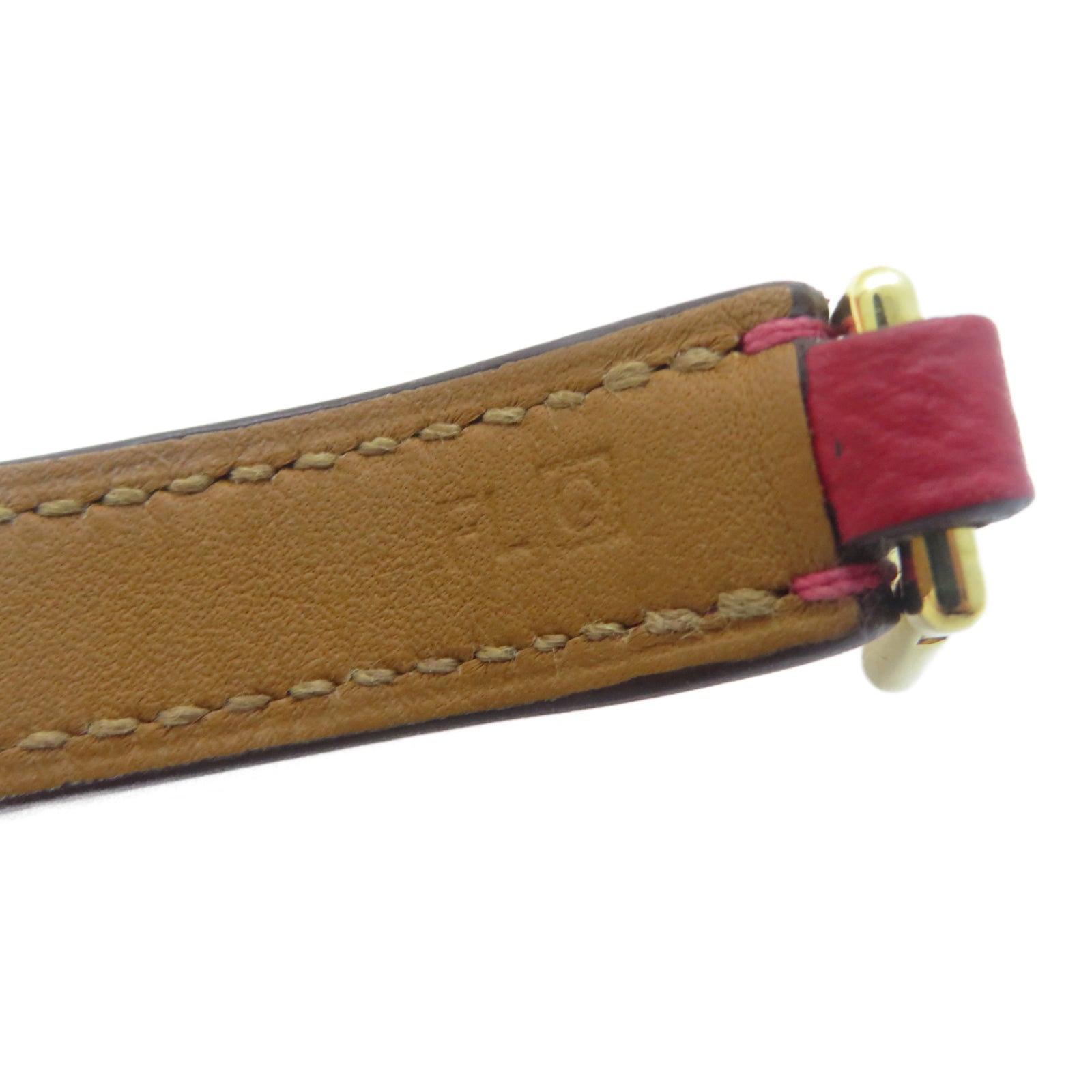 HERMES Epsom皮革Rivale Double Tour Bracelet金扣手鐲紅色