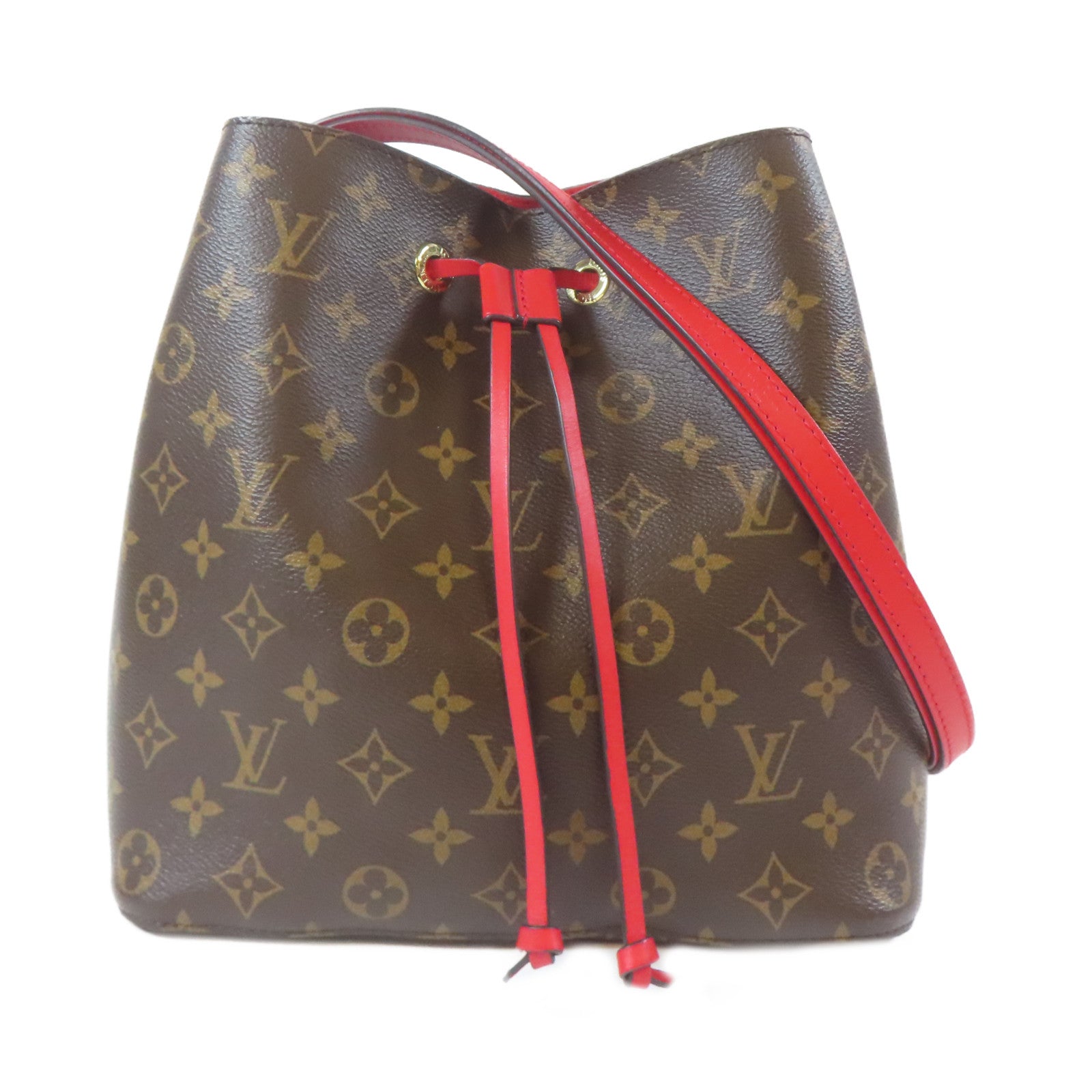 LOUIS VUITTON Monogram Neo Noe MM金扣肩背袋紅色/啡色