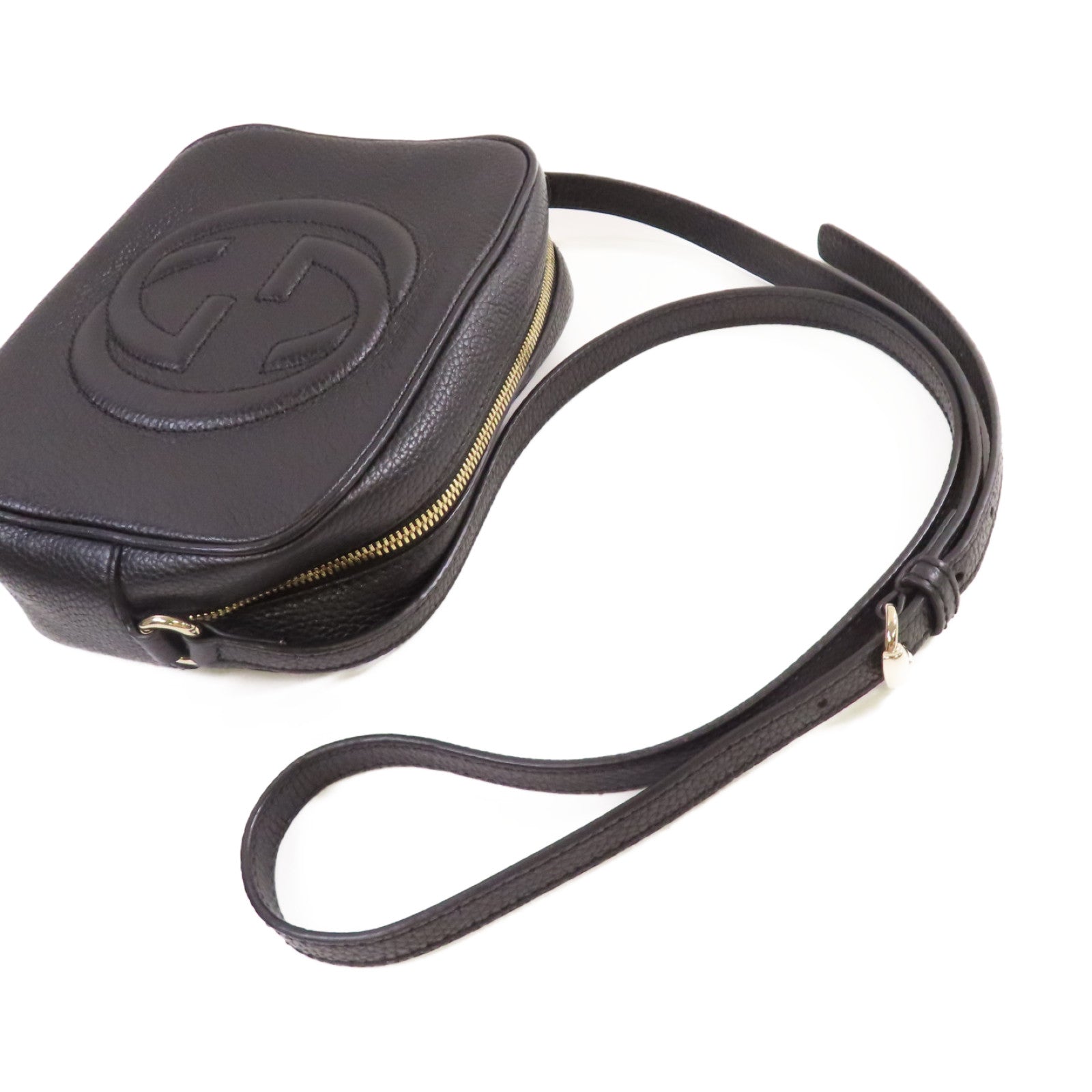 GUCCI 牛皮皮革Soho Disco Shoulder Bag金扣肩背袋黑色