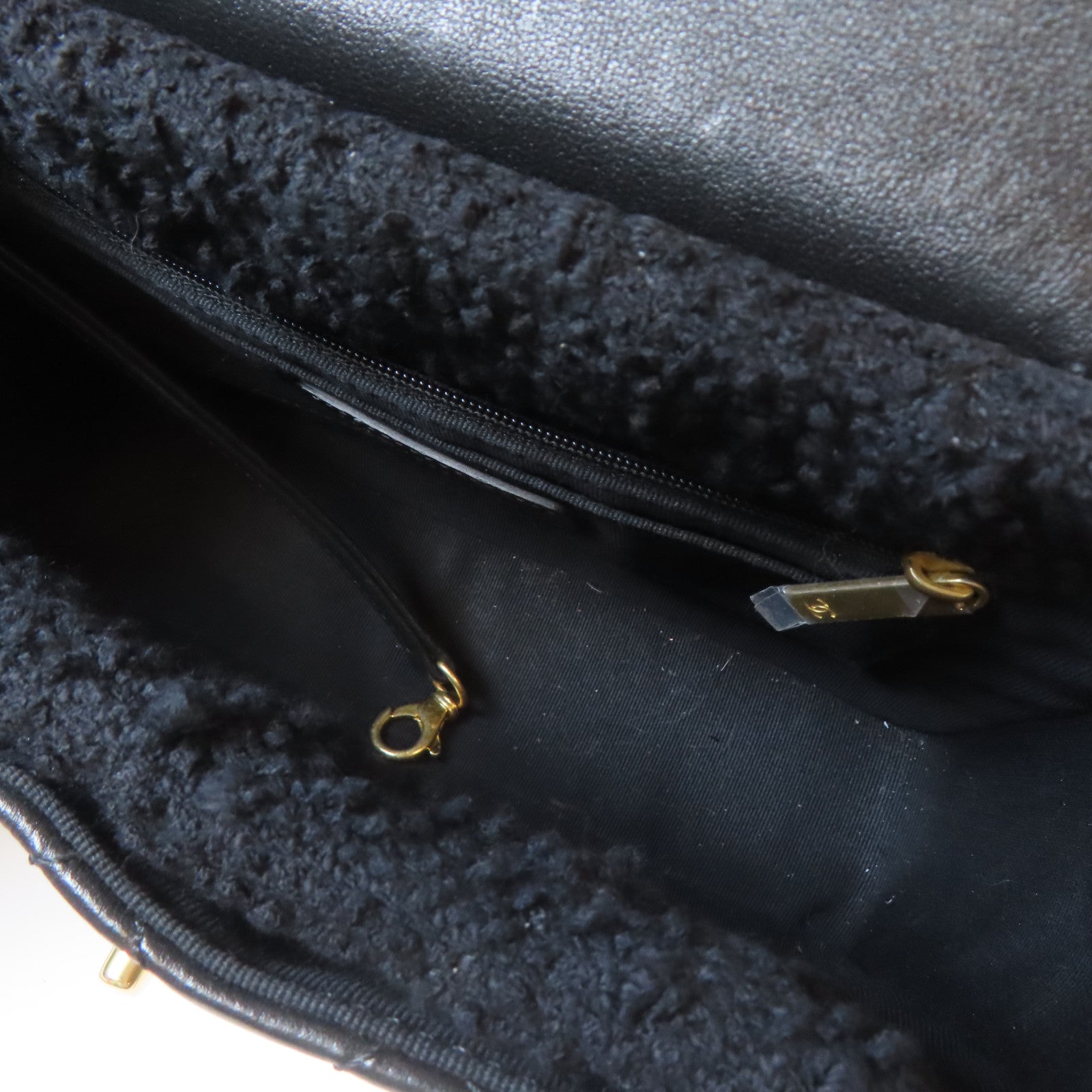 CHANEL 【激減優惠】斜紋軟呢/菱格牛皮皮革Chain Shoulder金扣手挽肩背兩用袋黑色