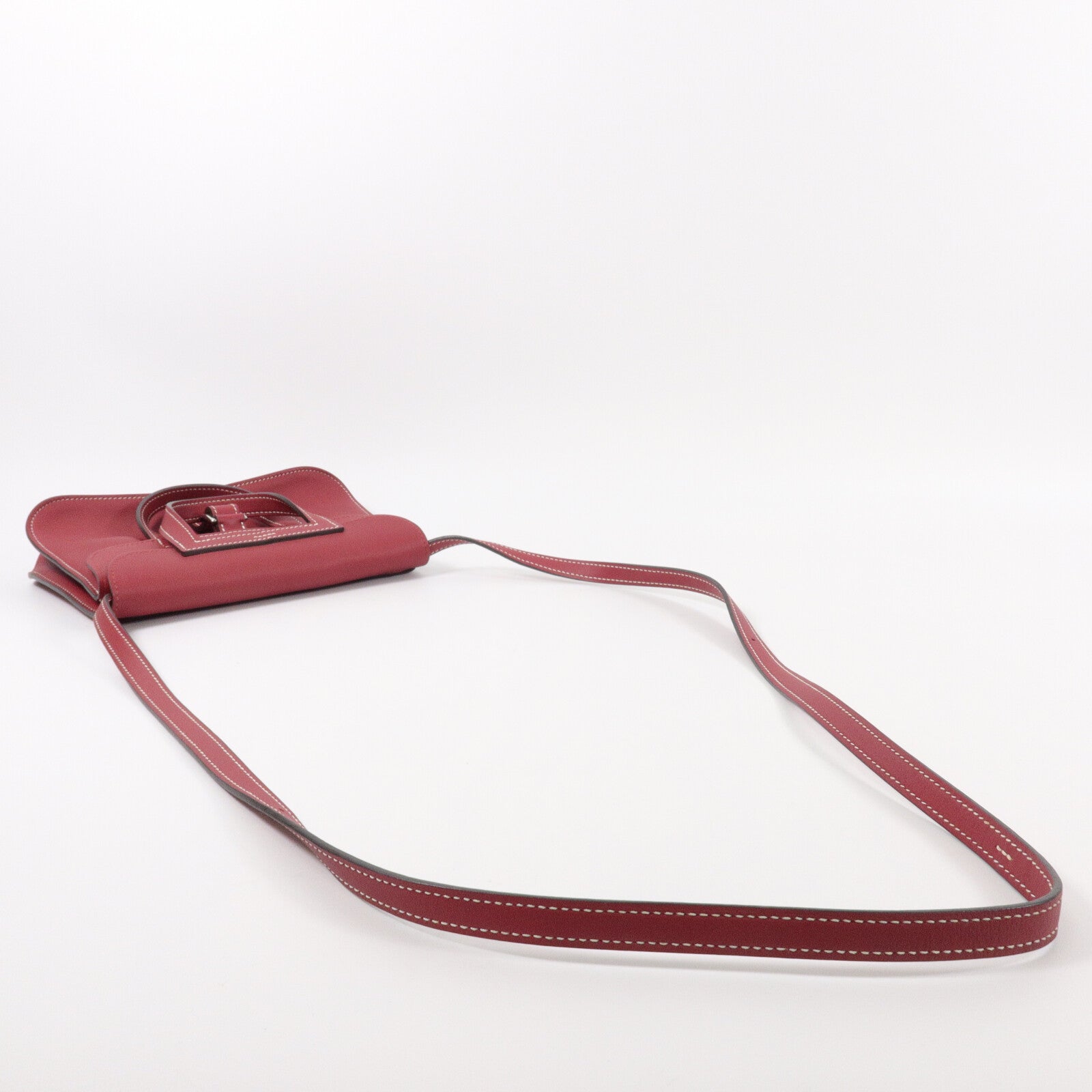 HERMES Swift皮革Mini Halzan手挽肩背兩用袋Rouge Grenat