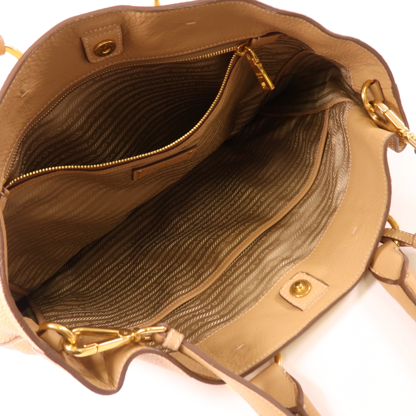 PRADA 牛皮皮革Shoulder Bag金扣手挽肩背兩用袋