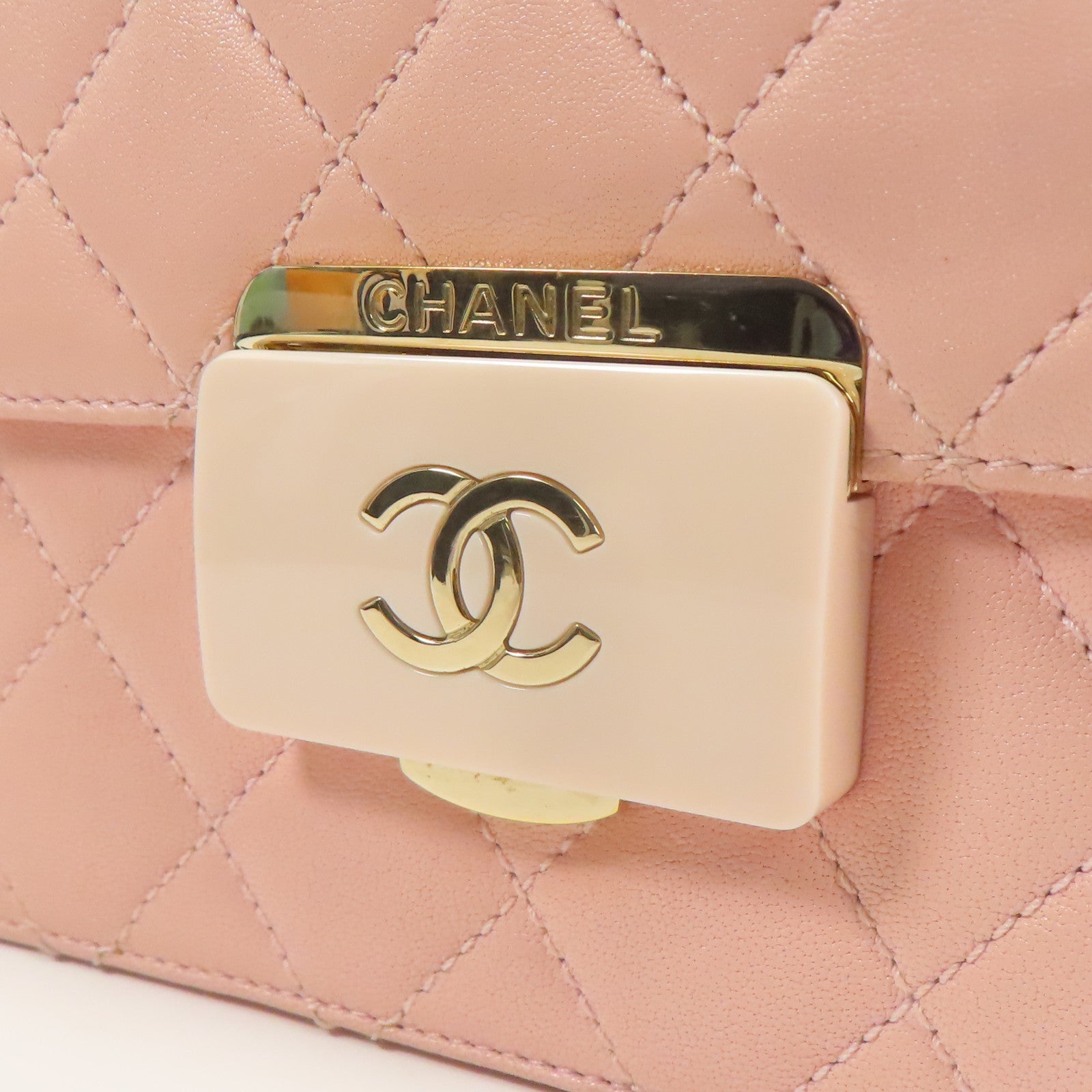 CHANEL CC GHW Chain Shoulder Bag Calfskin Leather Pink