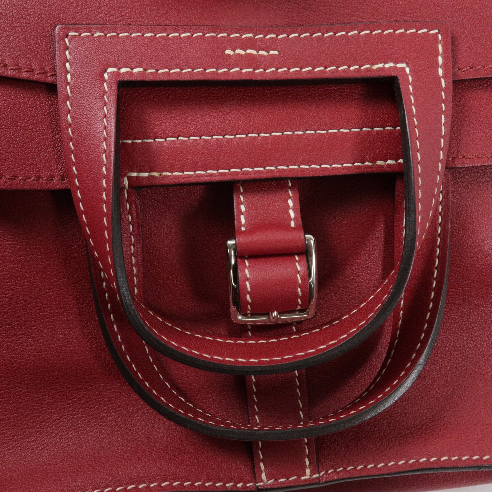 HERMES Swift皮革Mini Halzan手挽肩背兩用袋Rouge Grenat