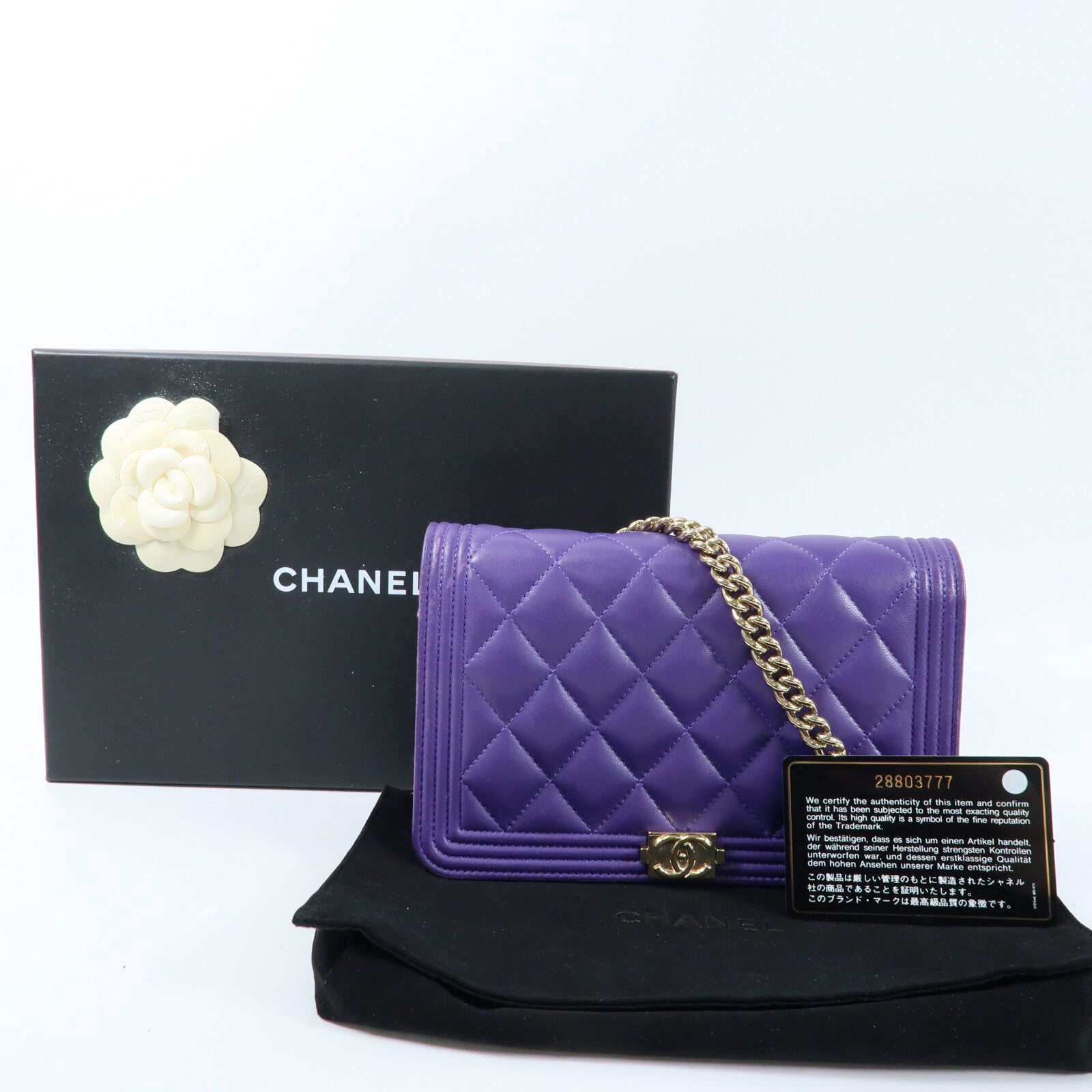 CHANEL 羊皮皮革Boy WOC Wallet On Chain金扣鏈帶肩背袋