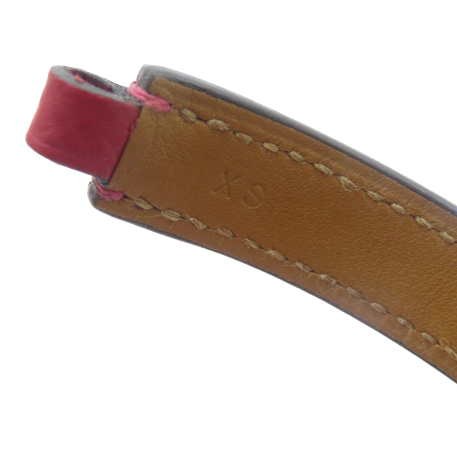 HERMES Epsom皮革Rivale Double Tour Bracelet金扣手鐲紅色