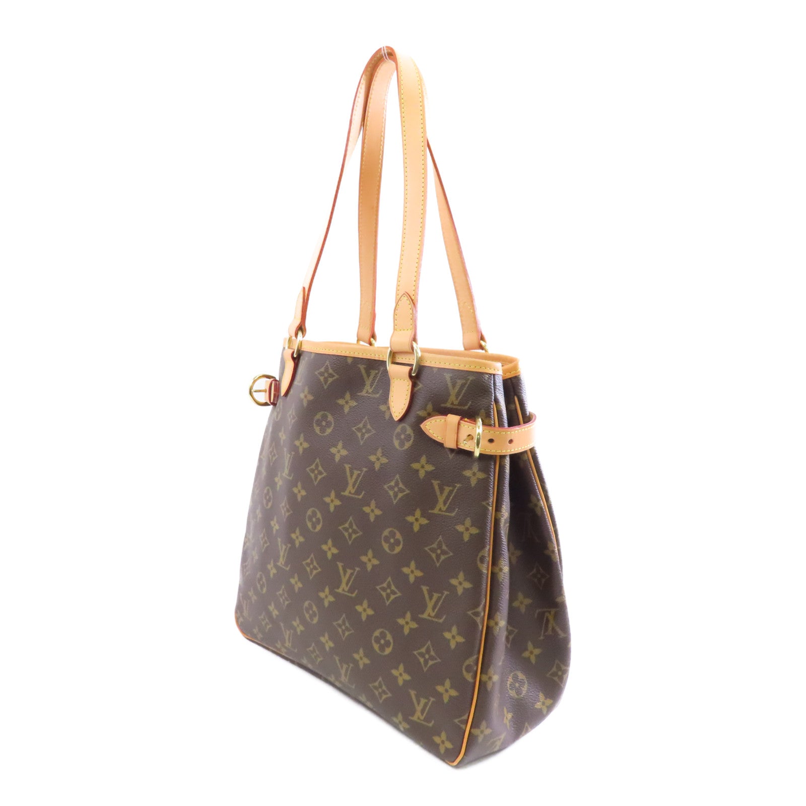 LOUIS VUITTON Monogram Batignolles Vertical金扣手挽袋棕色