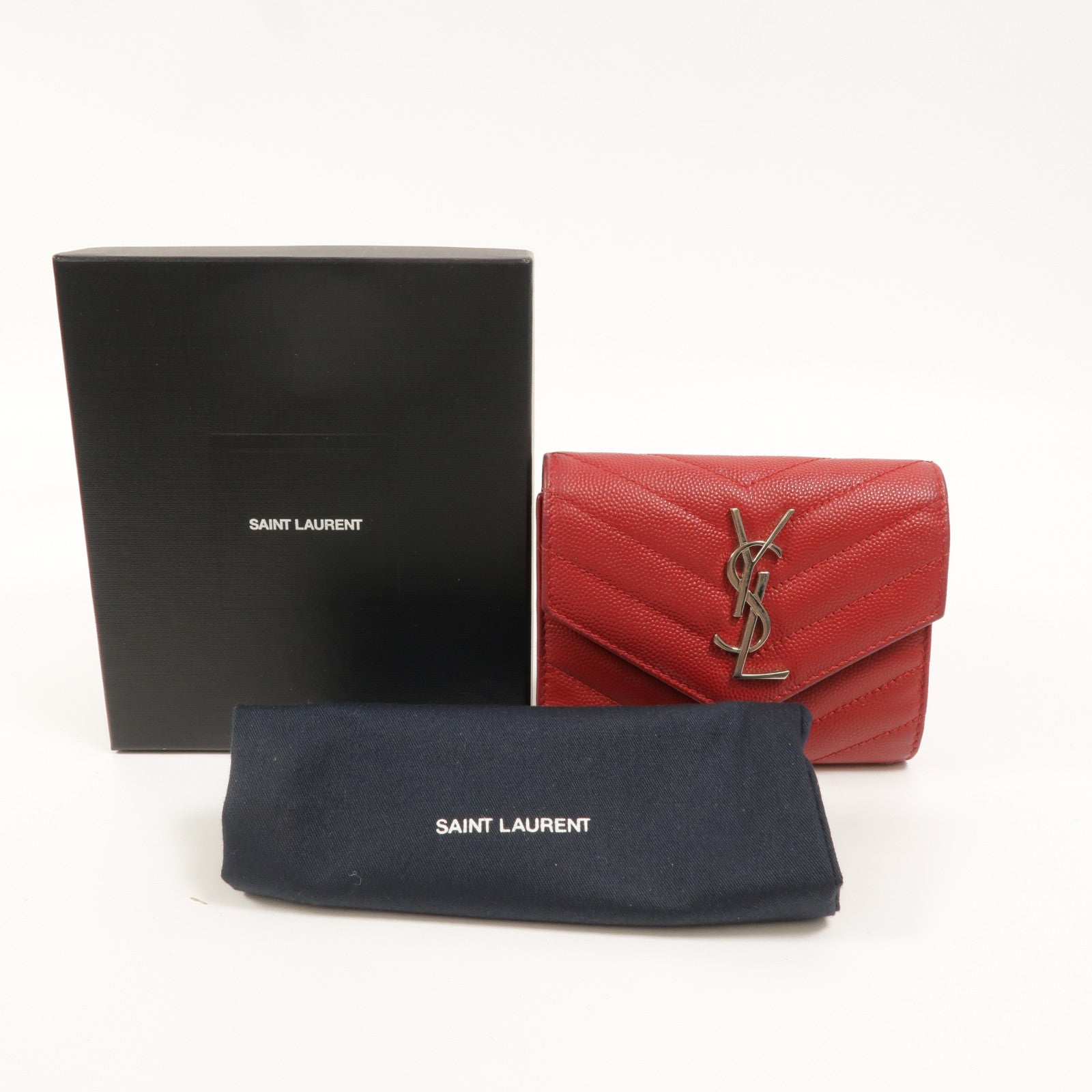 SAINT LAURENT 羊皮皮革Cassandre Compact Tri Fold錢包