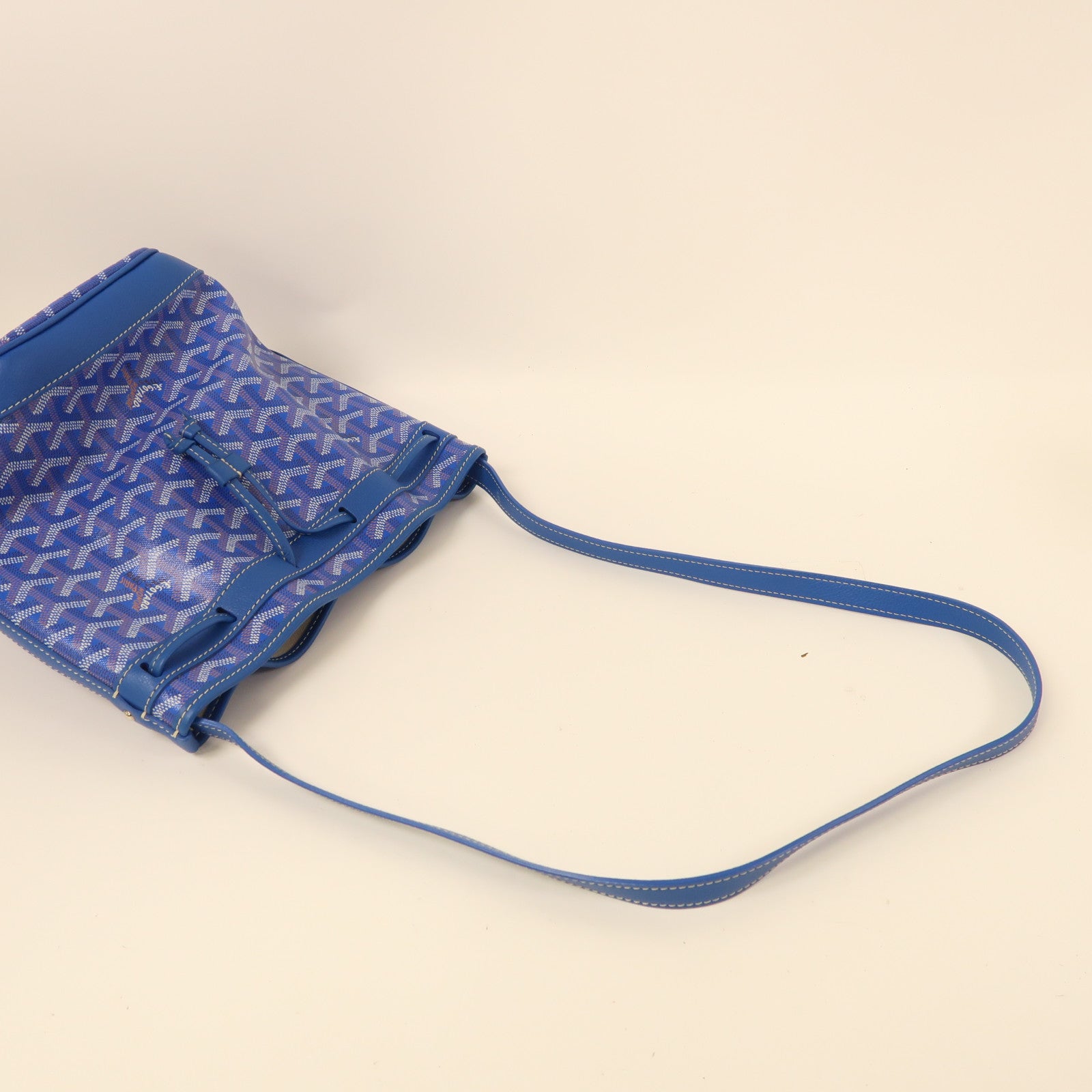 GOYARD 塗層帆布Petit Flot Bucket銀扣肩背袋藍色