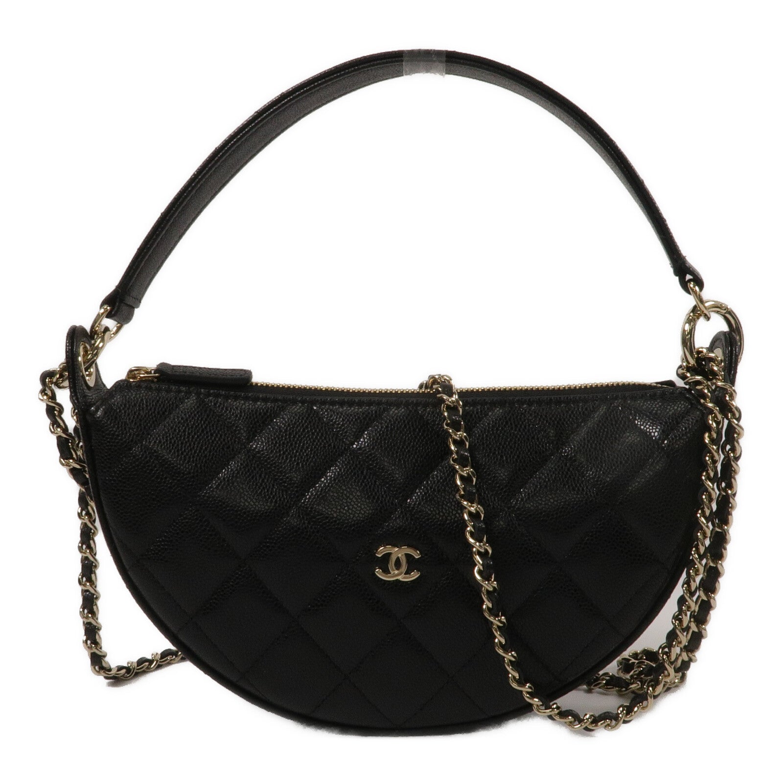 CHANEL 牛皮皮革Hobo鏈帶手挽肩背兩用袋