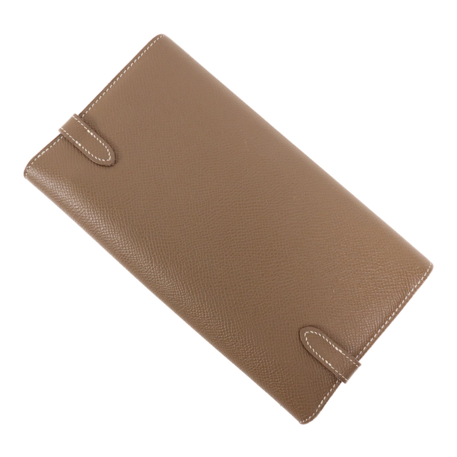 HERMES Epsom皮革Kelly Wallet銀扣長錢包Etoupe