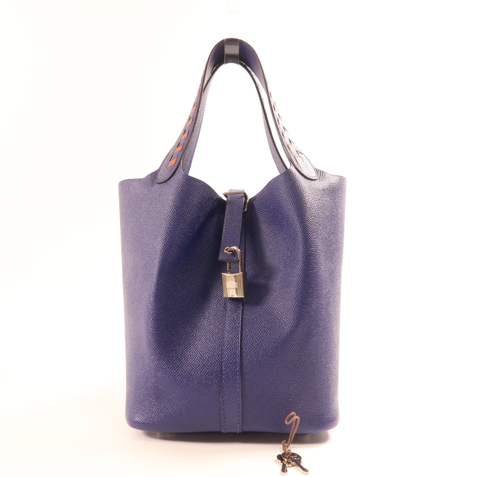 HERMES Epsom皮革Picotin MM銀扣手挽袋Bleu Encre