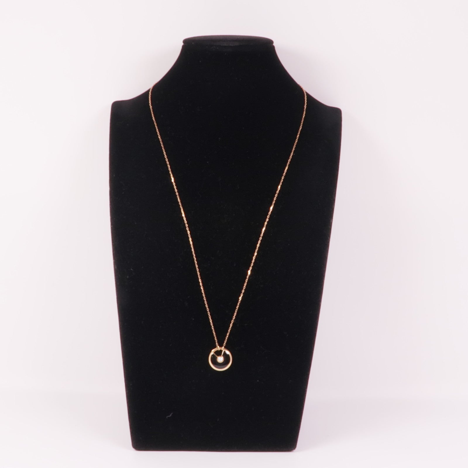 CARTIER 18K玫瑰金Amulette De Cartier黑瑪瑙//鑽石項鍊