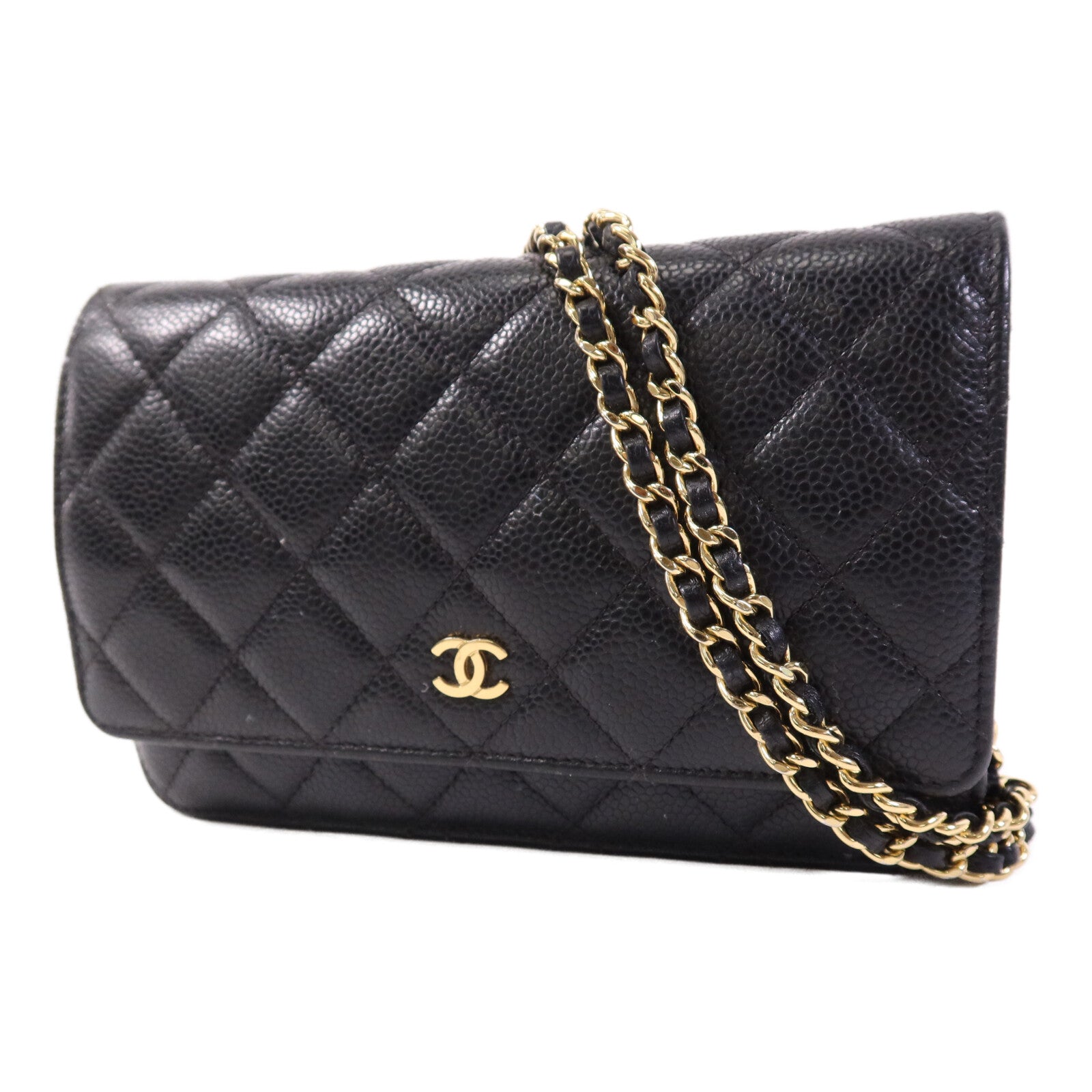 CHANEL 牛皮皮革WOC Wallet On Chain金扣鏈帶肩背袋