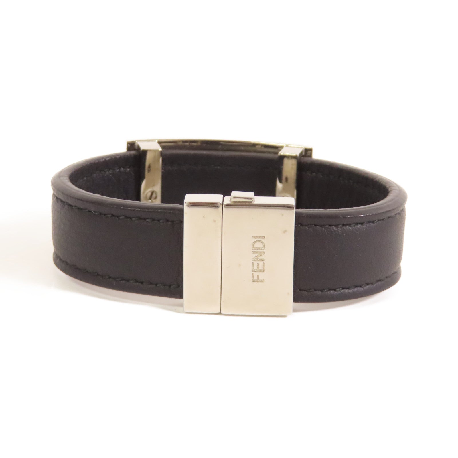 FENDI 【激減優惠】牛皮皮革Bracelet/Bangle銀扣手鐲黑色