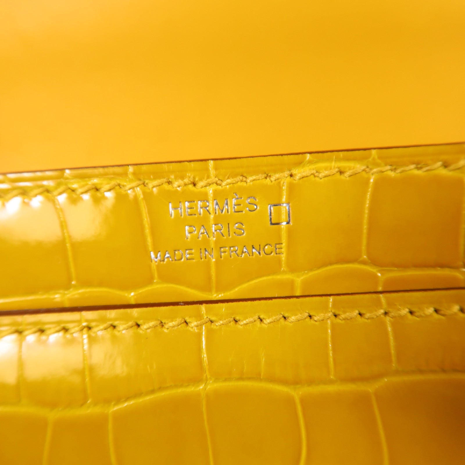 HERMES 鱷魚皮革Verrou Mini銀扣鏈帶肩背袋