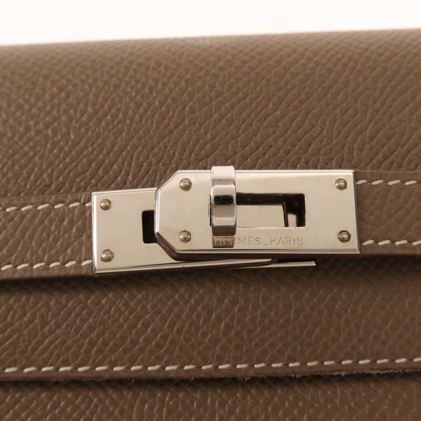 HERMES Epsom皮革Kelly Wallet銀扣長錢包Etoupe