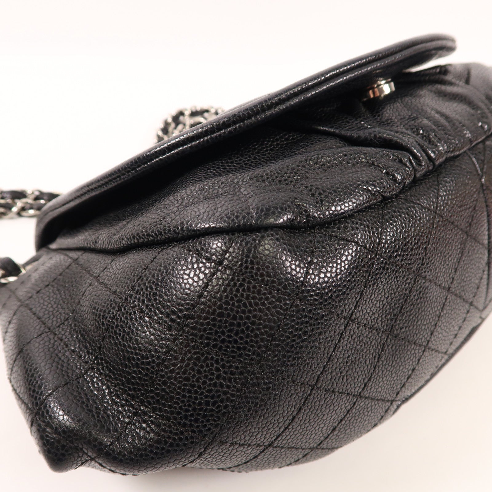CHANEL 牛皮皮革Shoulder Bag銀扣鏈帶肩背袋