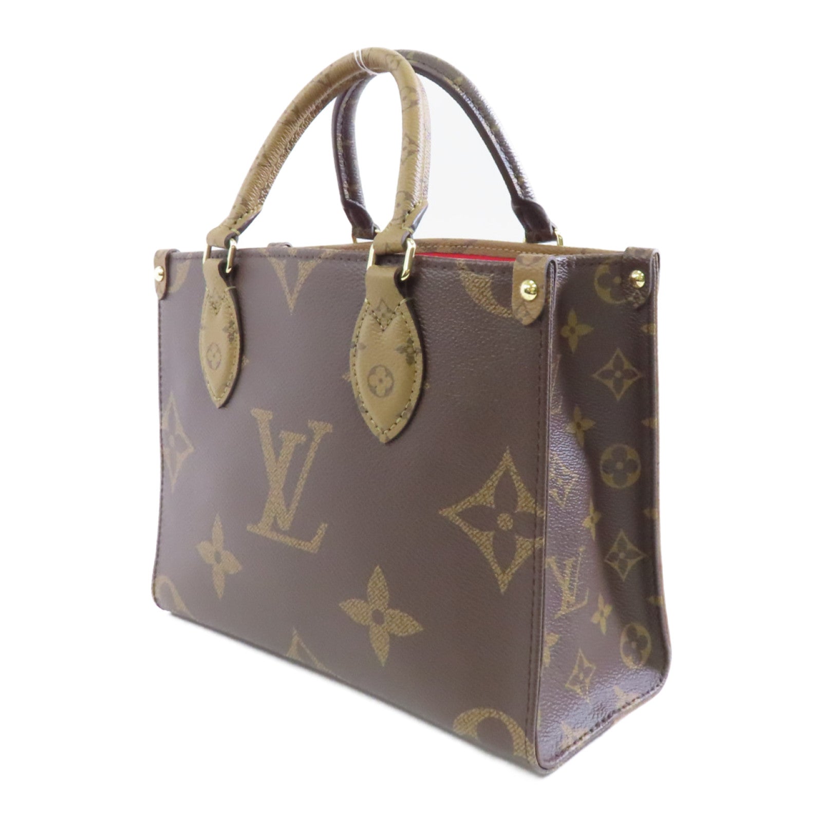 LOUIS VUITTON Monogram Giant Reverse OnTheGo PM金扣手挽肩背兩用袋啡色