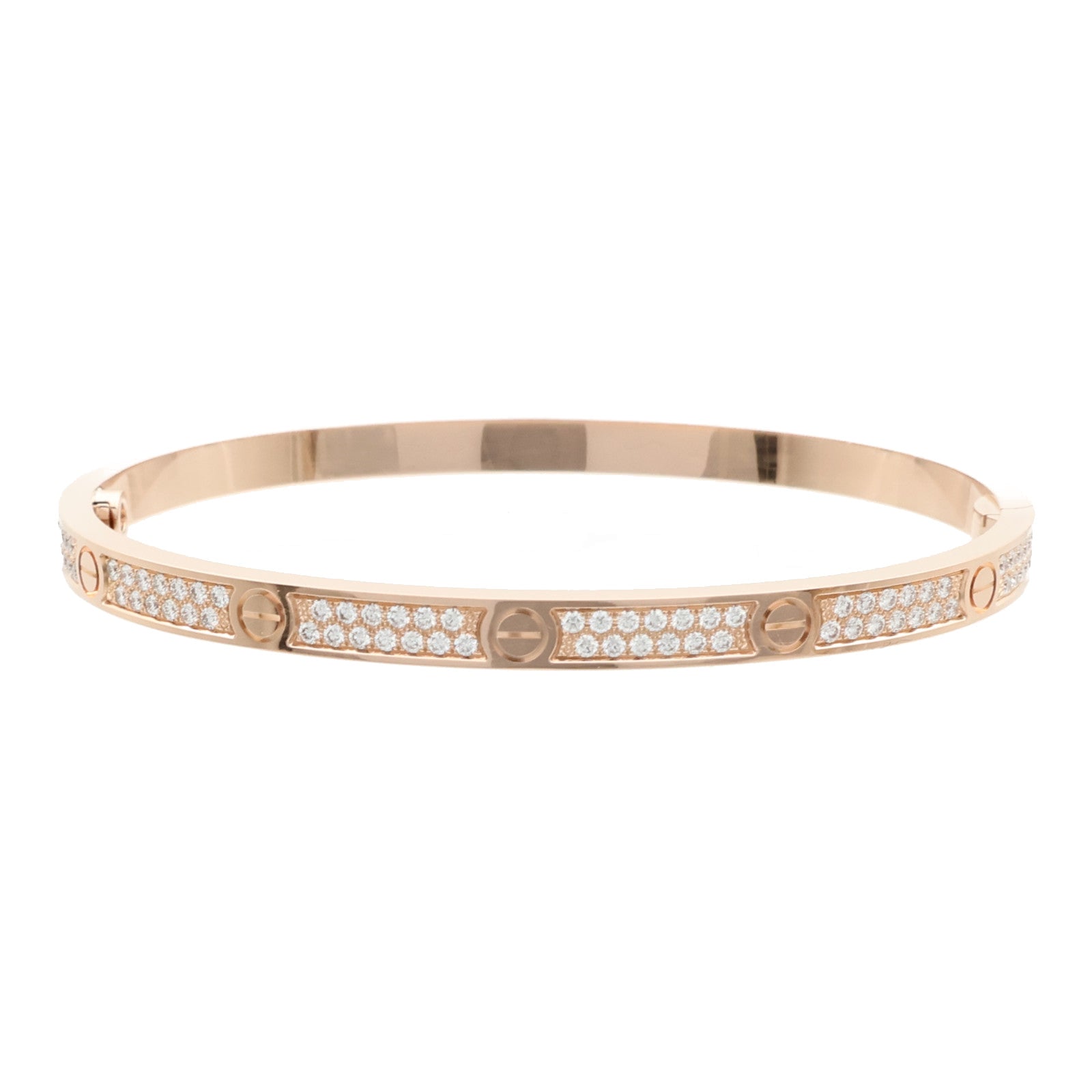 CARTIER 18K玫瑰金Love Bangle SM Paved鑽石手鐲Cartier#16