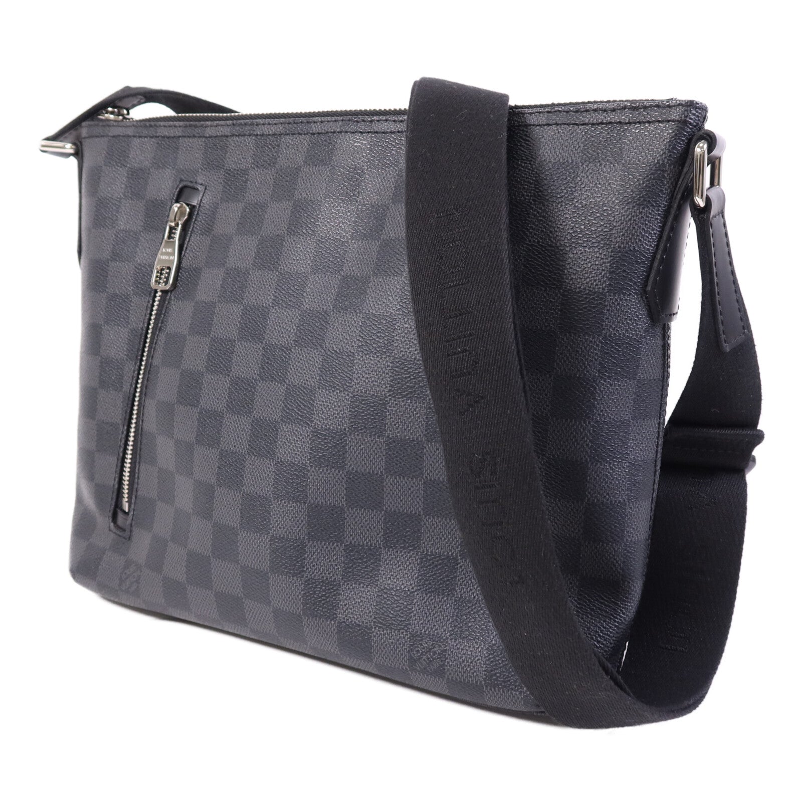 LOUIS VUITTON Damier Graphite Mick PM銀扣肩背袋