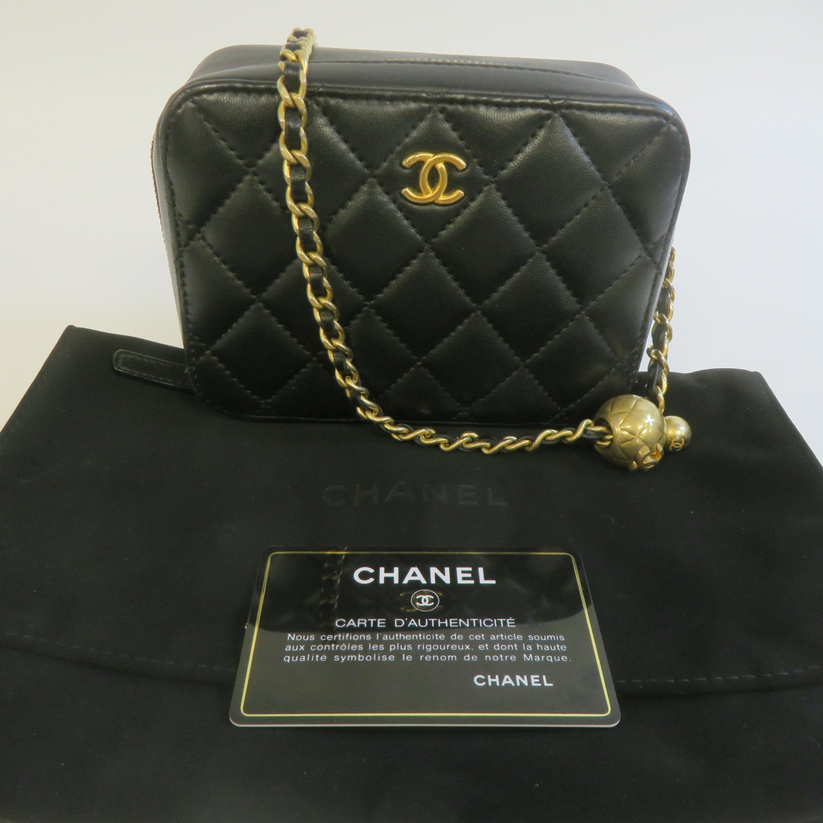 CHANEL 【激減優惠】菱格羊皮皮革Chain Shoulder金扣鏈帶肩背袋黑色