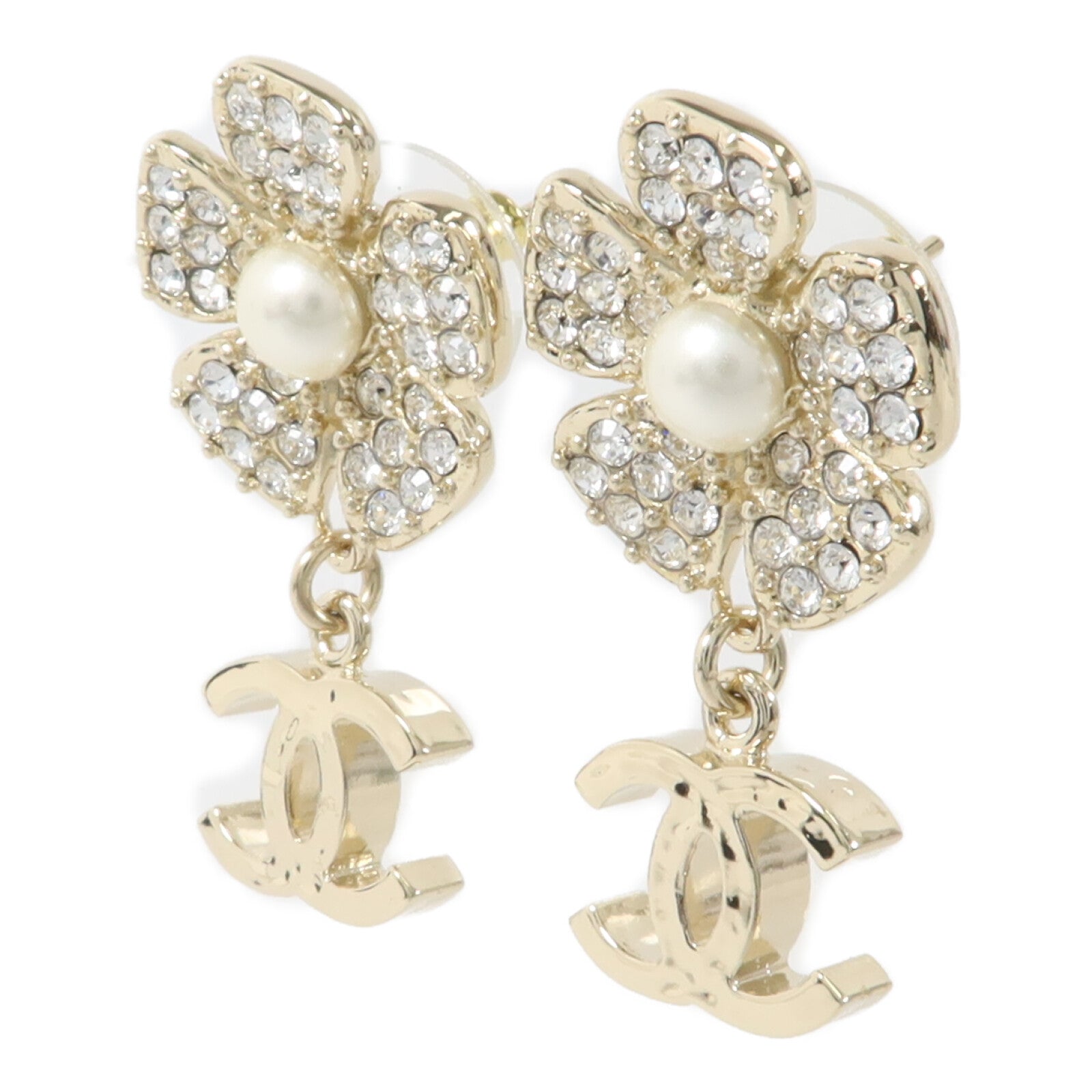 CHANEL 金屬/水晶Pierced Earring耳環