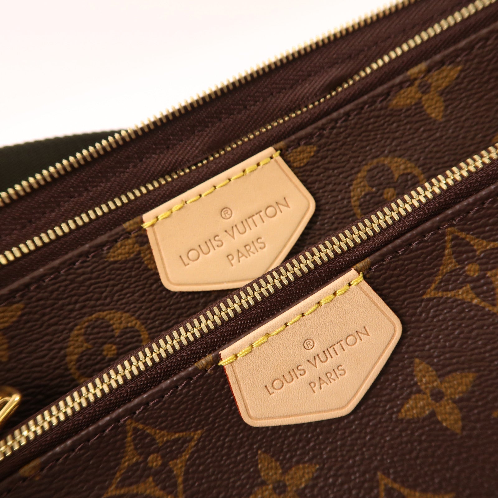 LOUIS VUITTON Monogram Multi Pochette Accessoires金扣肩背袋棕色