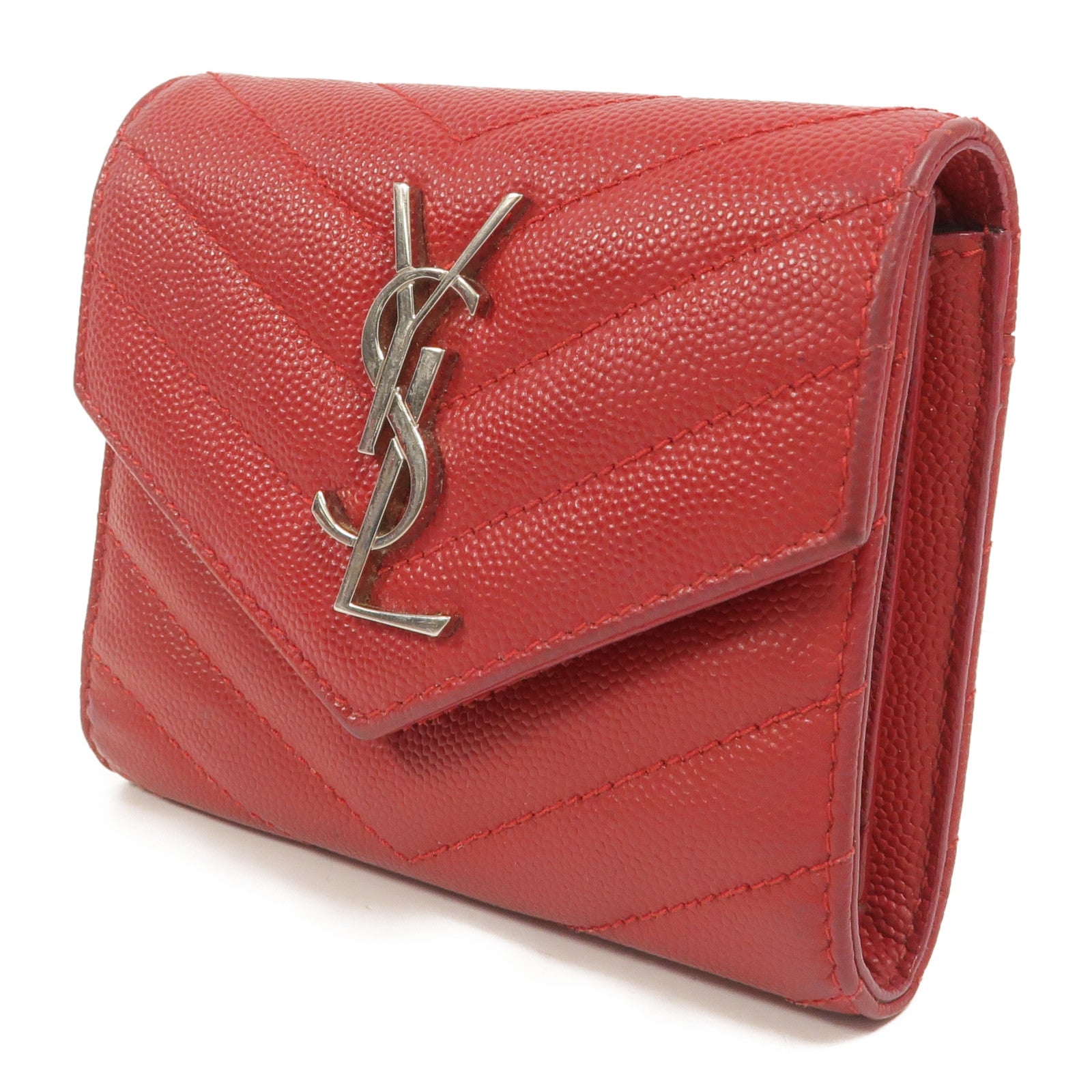 SAINT LAURENT 羊皮皮革Cassandre Compact Tri Fold錢包