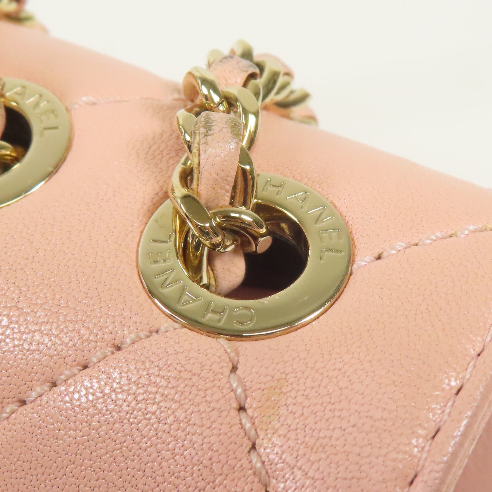 CHANEL CC GHW Chain Shoulder Bag Calfskin Leather Pink