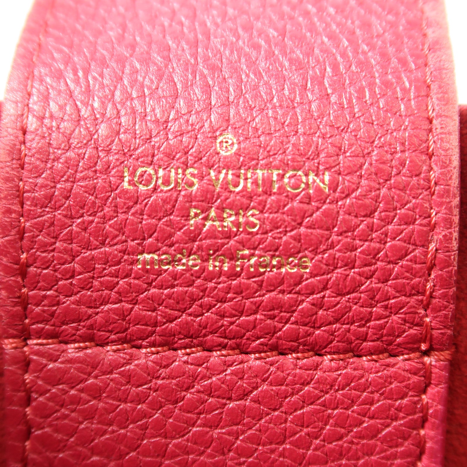 LOUIS VUITTON Damier Riverside金扣手挽肩背兩用袋棕色/紅色