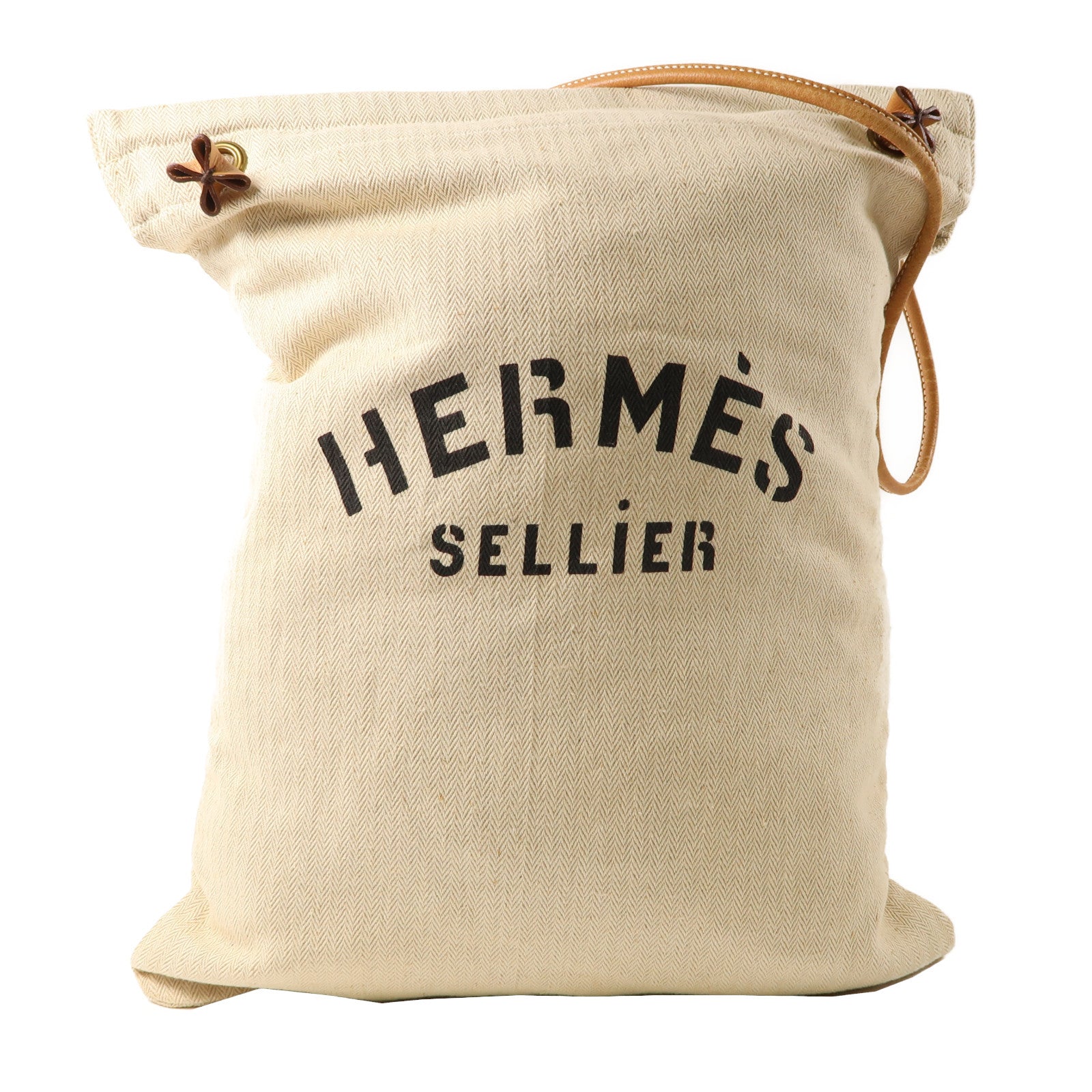 HERMES 帆布Aline金扣肩背袋米色
