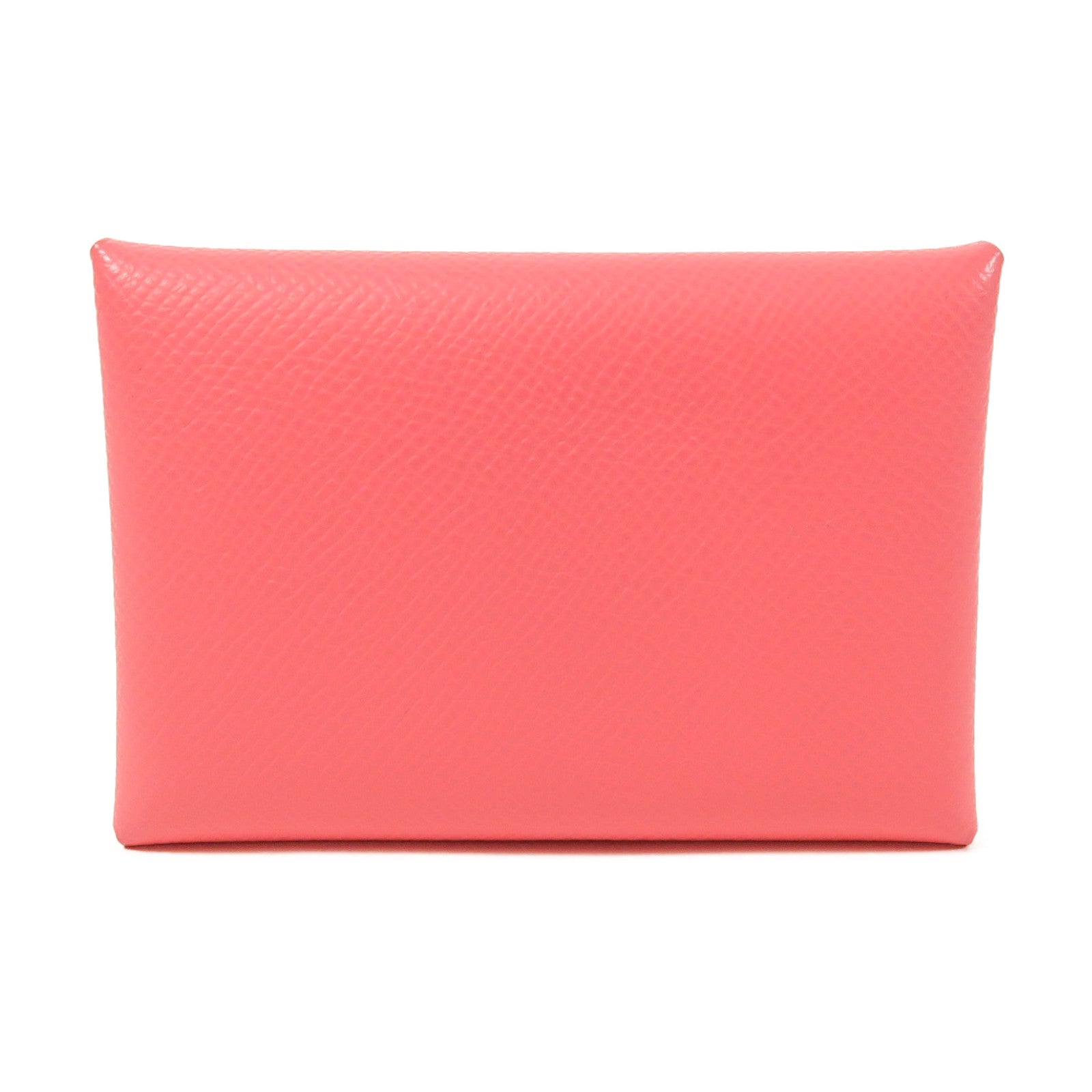 HERMES Epsom皮革Calvi Duo銀扣卡片套Rose Azalee