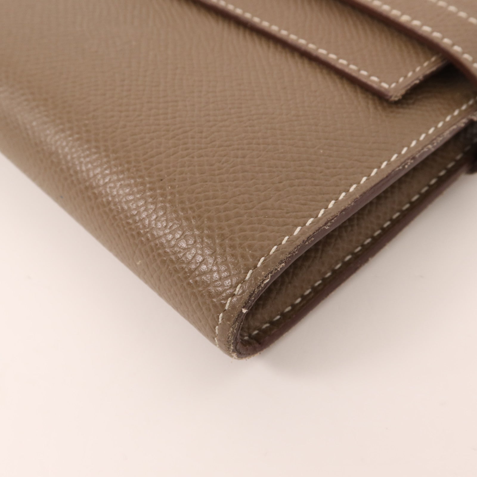 HERMES Epsom皮革Kelly Wallet銀扣長錢包Etoupe