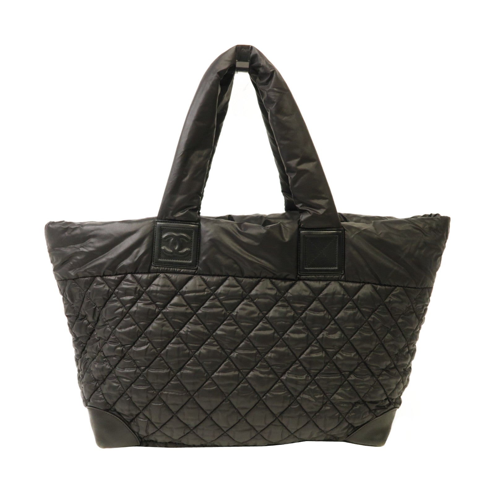CHANEL 尼龍Coco Cocoon銀扣手挽袋黑色