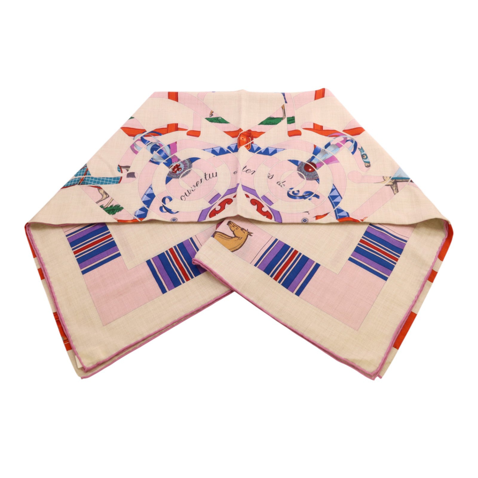 HERMES 羊絨/絲質Mors A Jouets Bandana Shawl 140絲巾