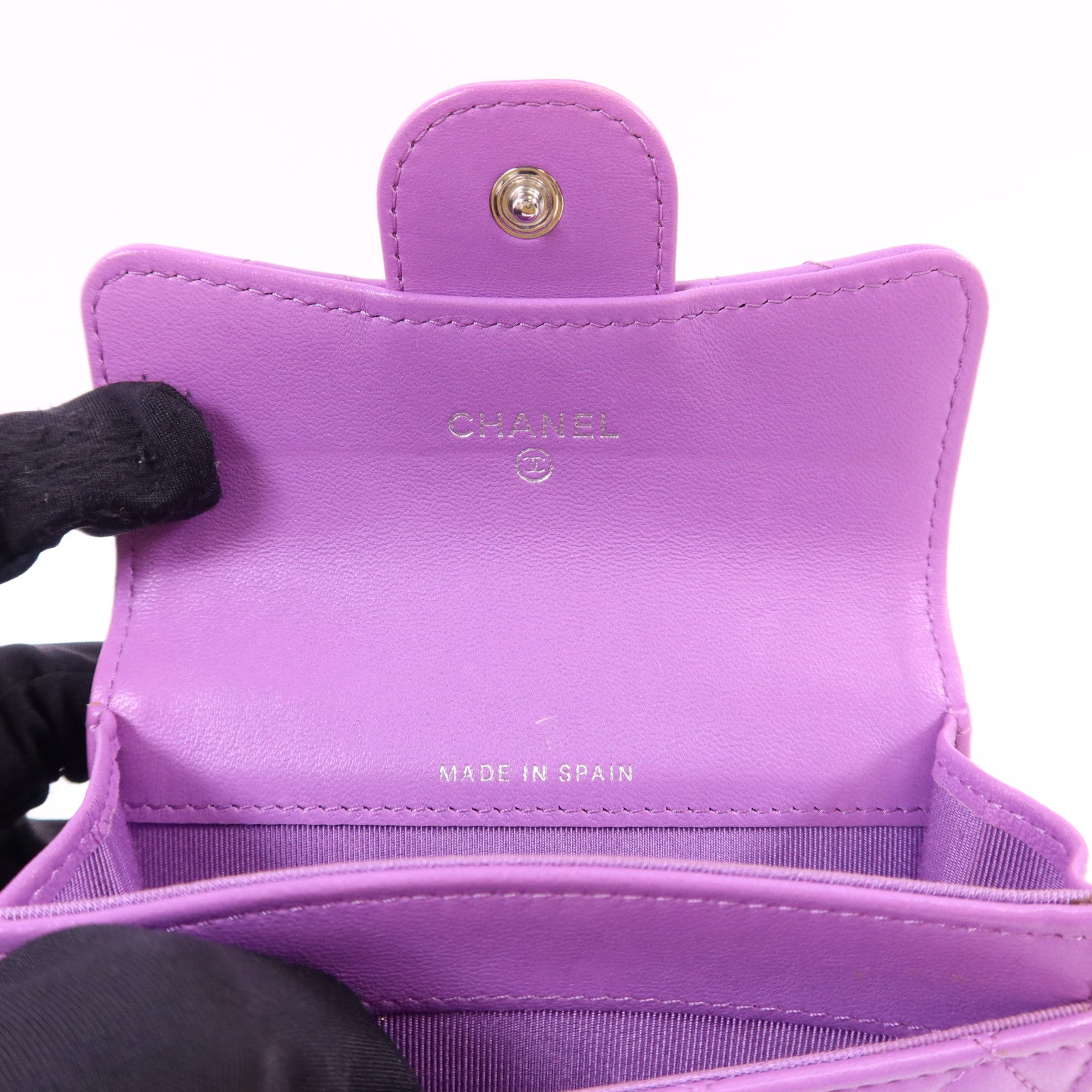 CHANEL 羊皮皮革Card Case銀扣卡片套