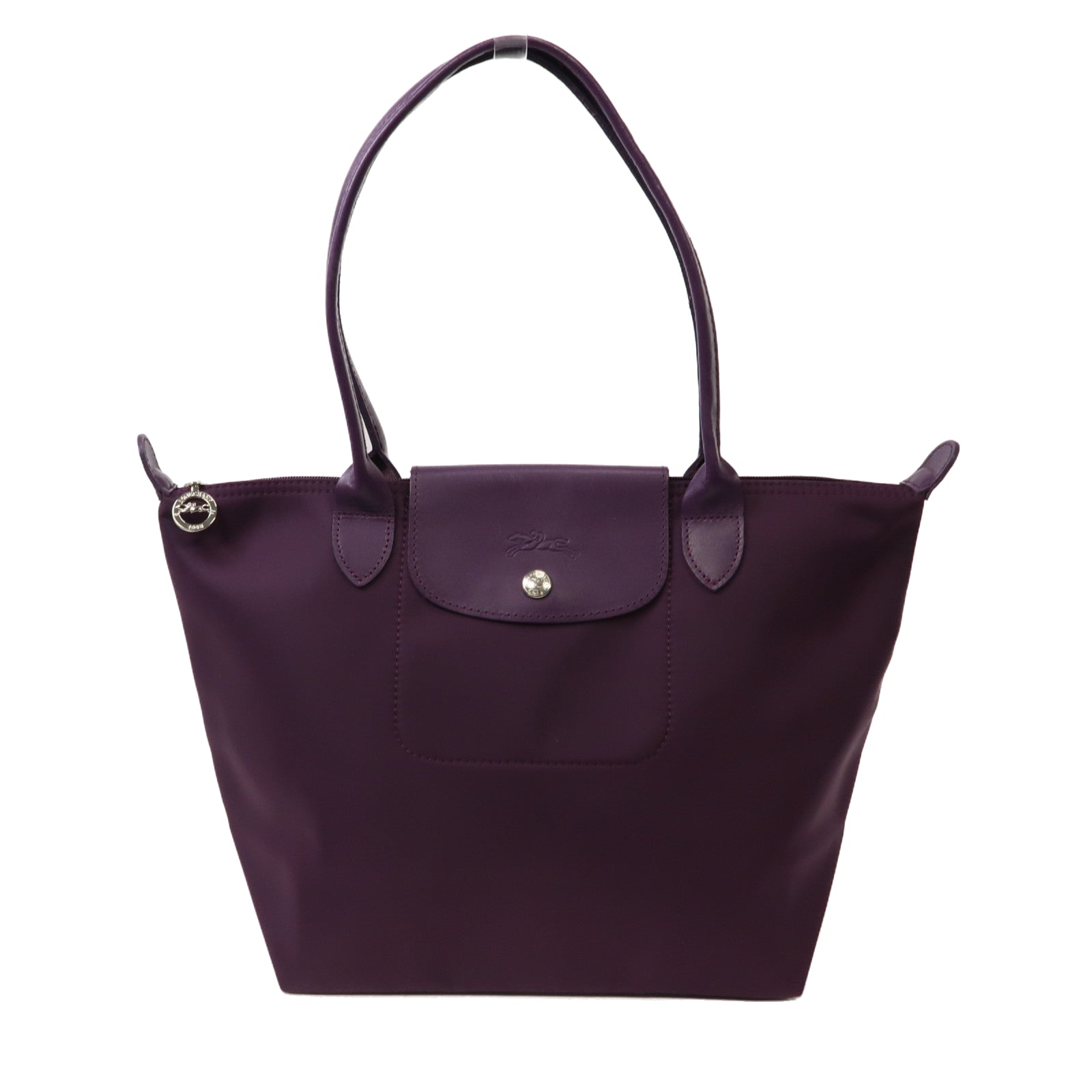 Longchamp 帆布Tote Bag銀扣手挽袋紫色