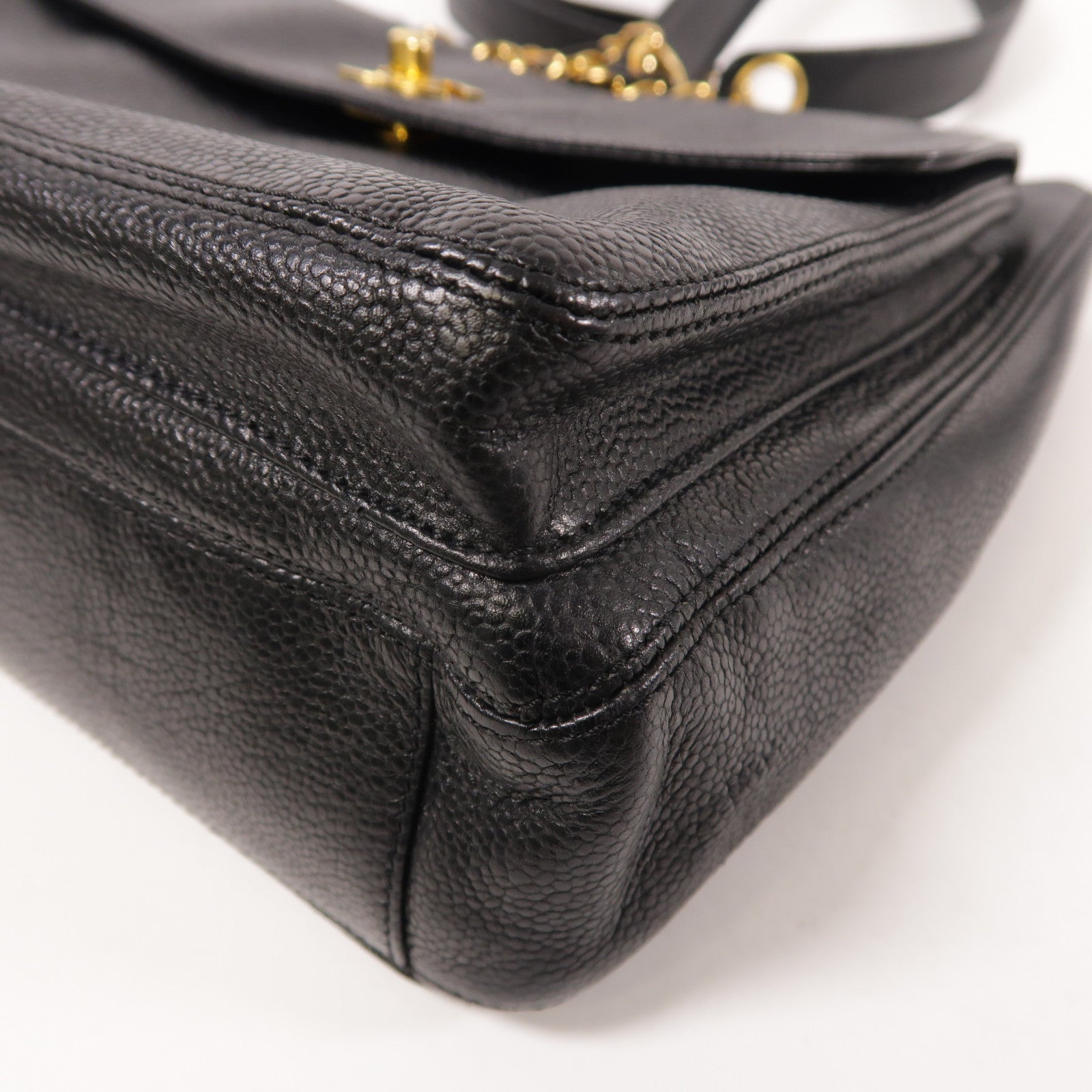 CHANEL 牛皮皮革Chain Shoulder金扣肩背袋