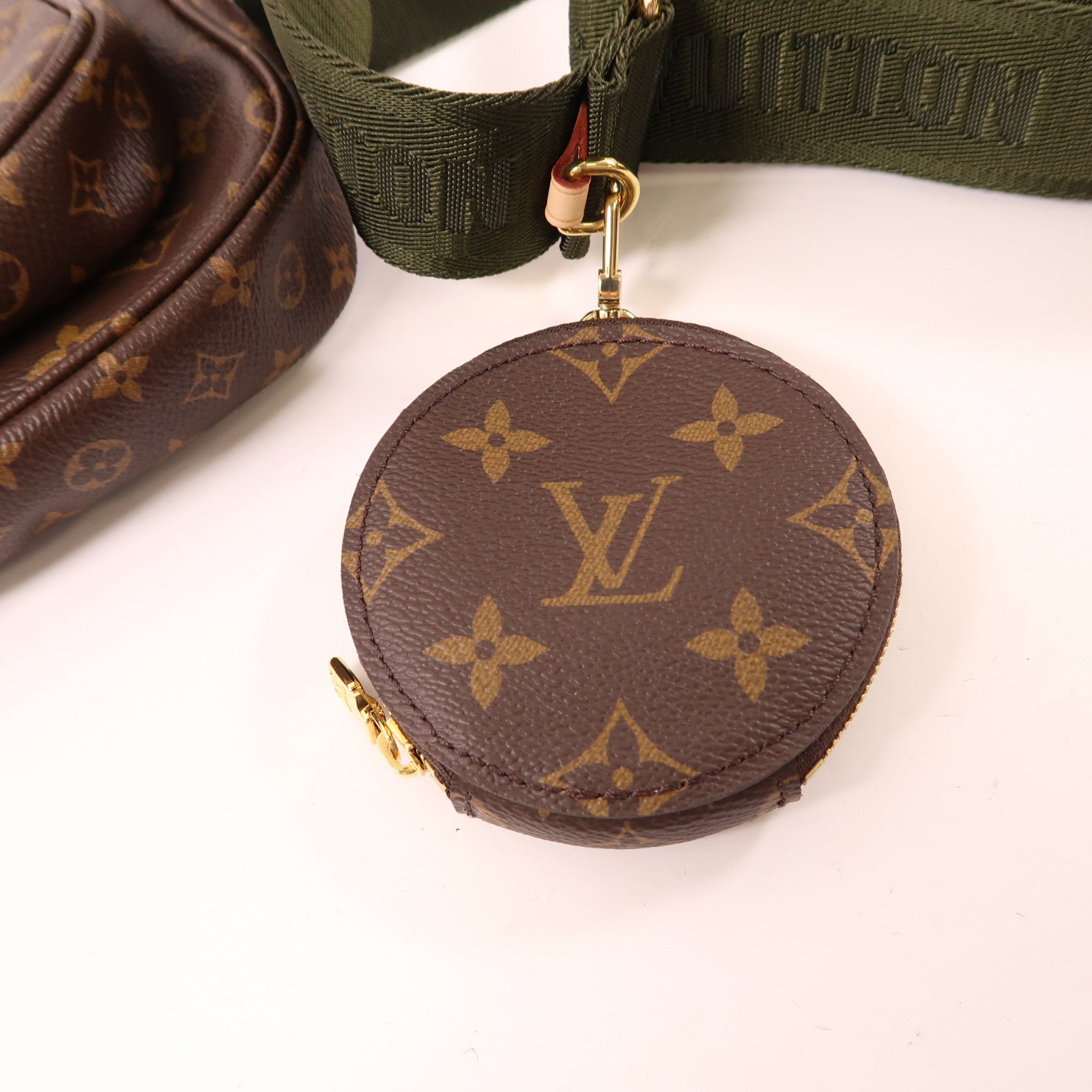 LOUIS VUITTON Monogram Multi Pochette Accessoires金扣肩背袋棕色